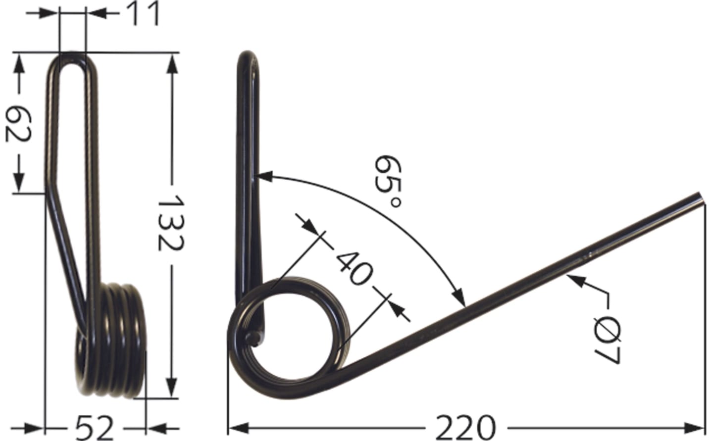 Industriehof® Striegelzinken 220 x 7 mm, für Striegel AS, BSV, GC Nodet, Kuhn , 10.ST-NO2