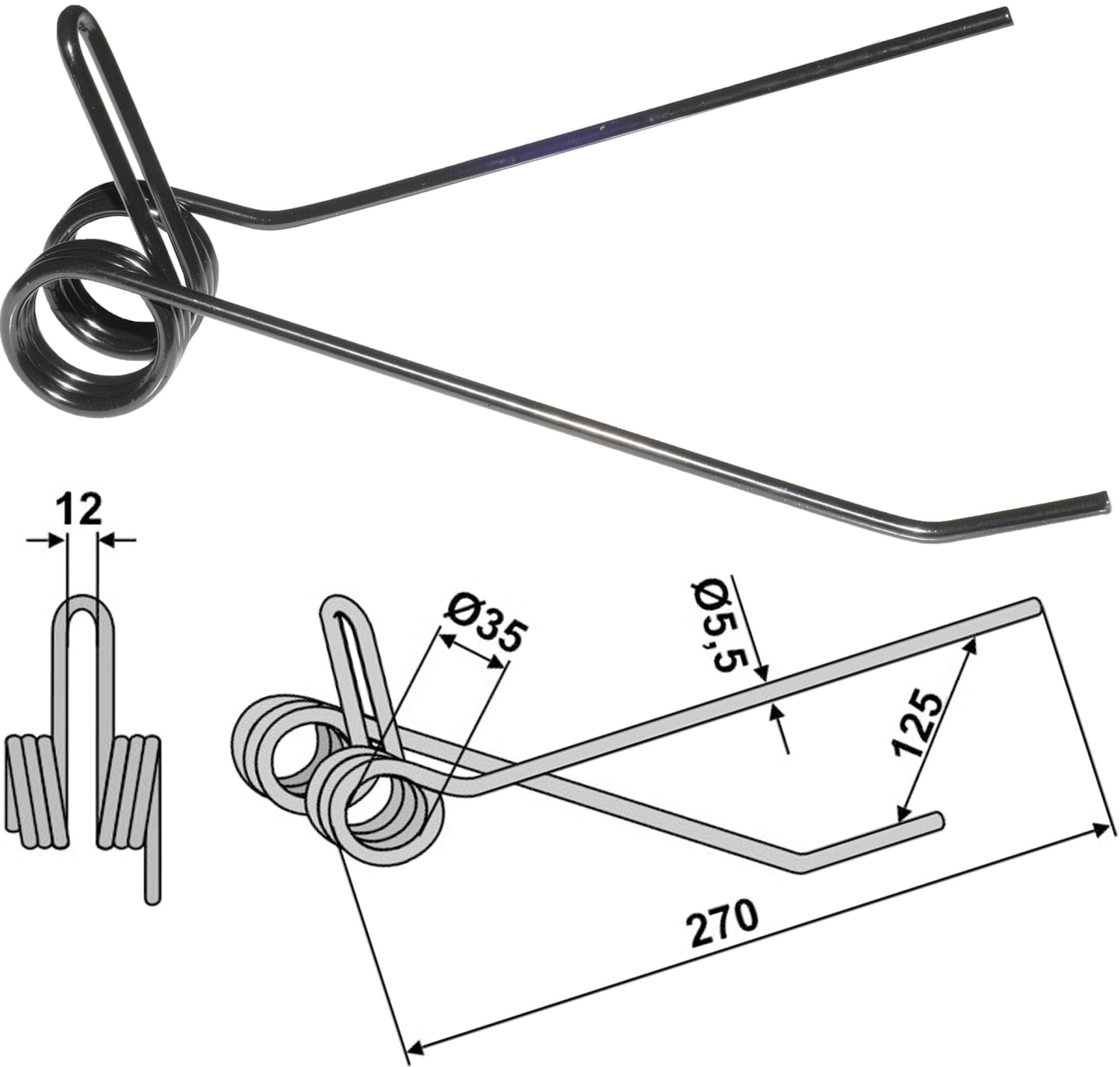 Industriehof® Striegelzinken 270 x 5,5 mm, für Striegel Saxonia, Schmotzer, 10.ST-SA-2