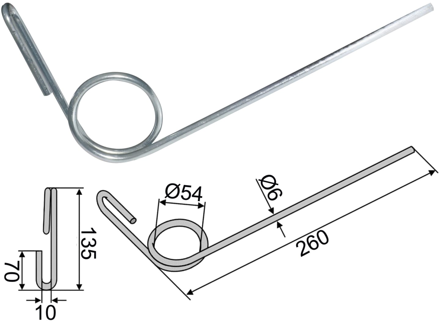Industriehof® Striegelzinken 260 x 6 mm , für Striegel Stegsted, 10.ST-270