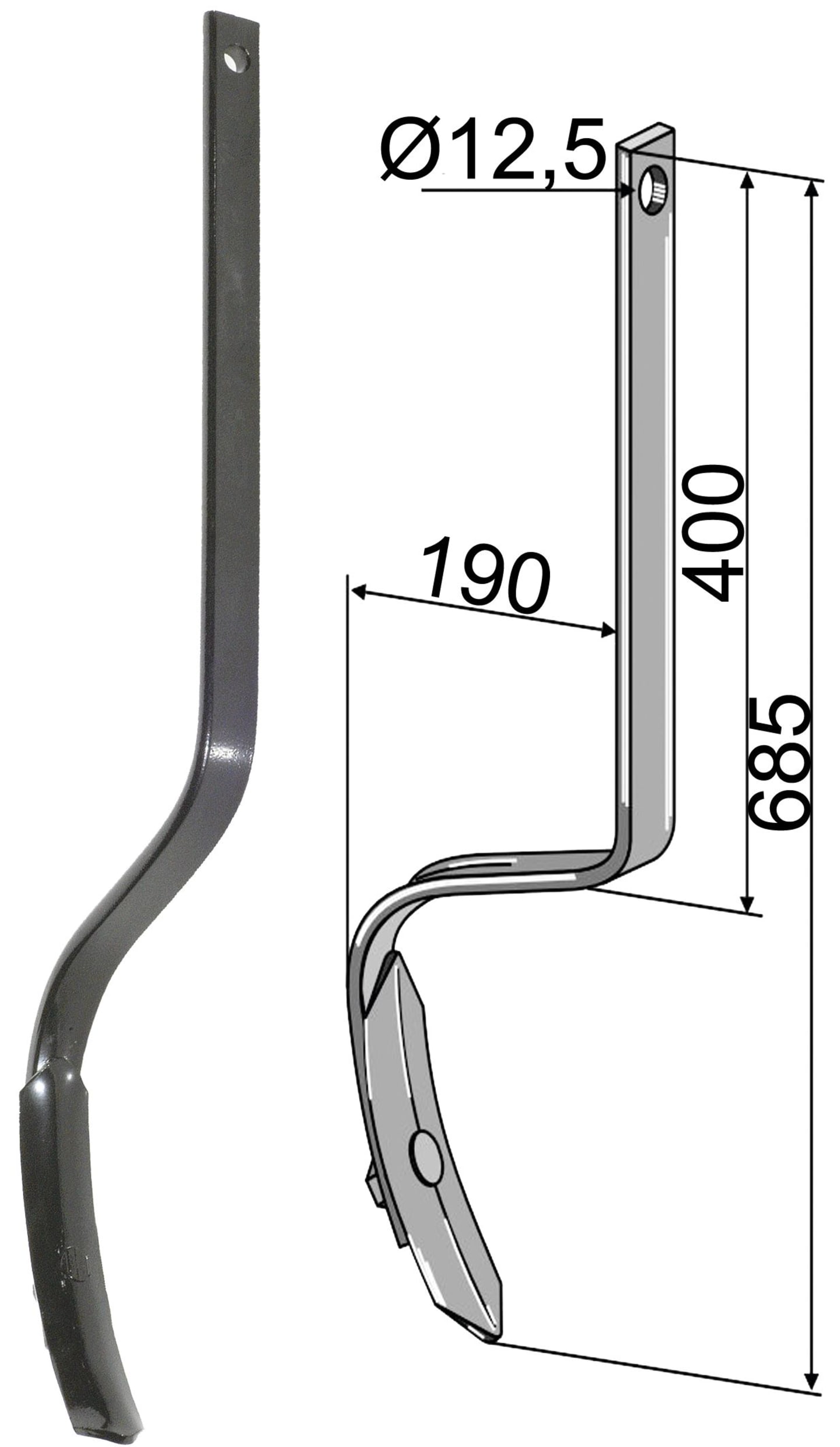 Industriehof® Spurlockerzinken 685 x 12 x 32 mm mit Schar, für universal, 10.5004/1
