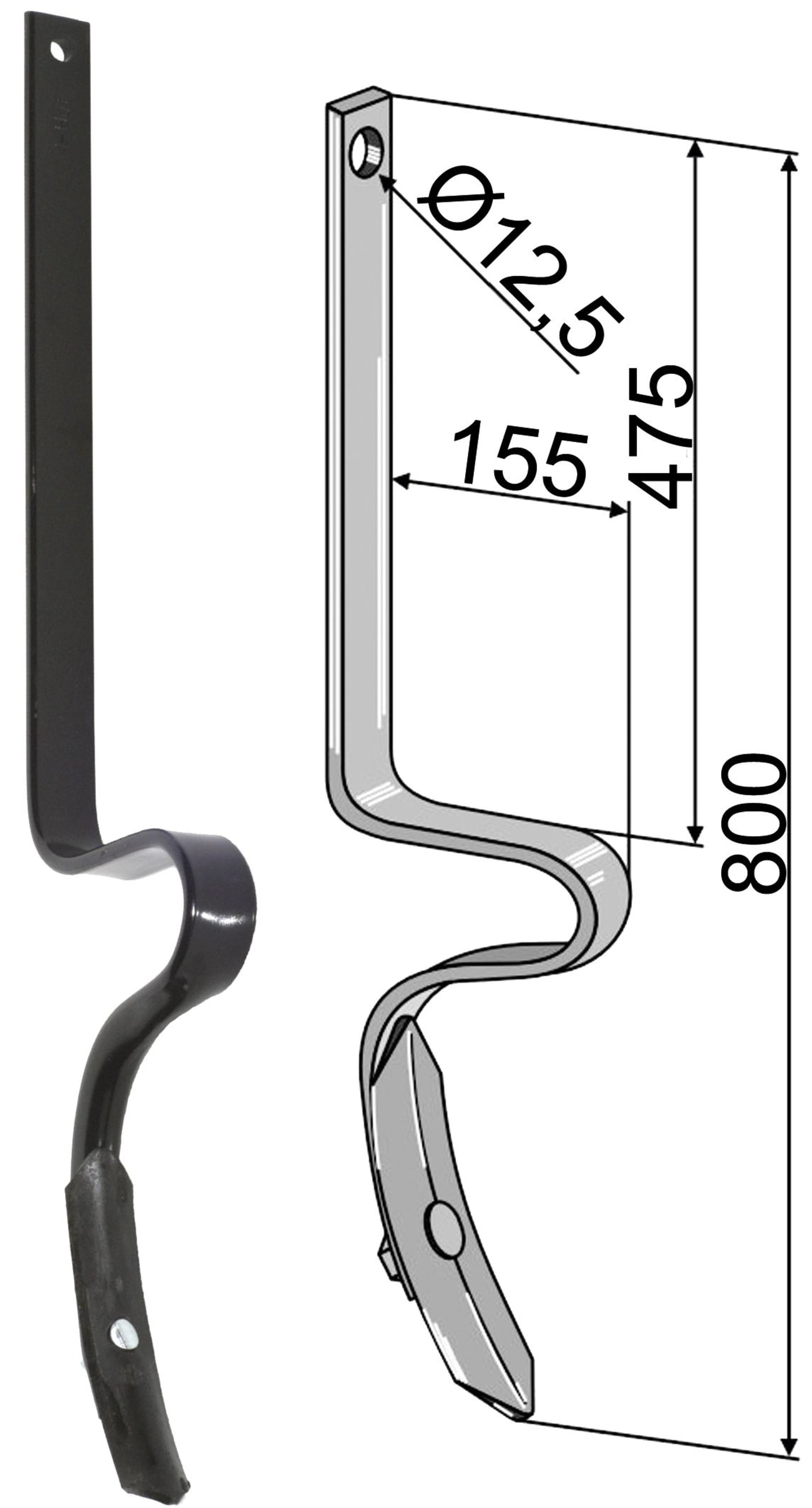 Industriehof® Spurlockerzinken 800 x 10 x 40 mm mit Schar, für universal, 10.5012/1