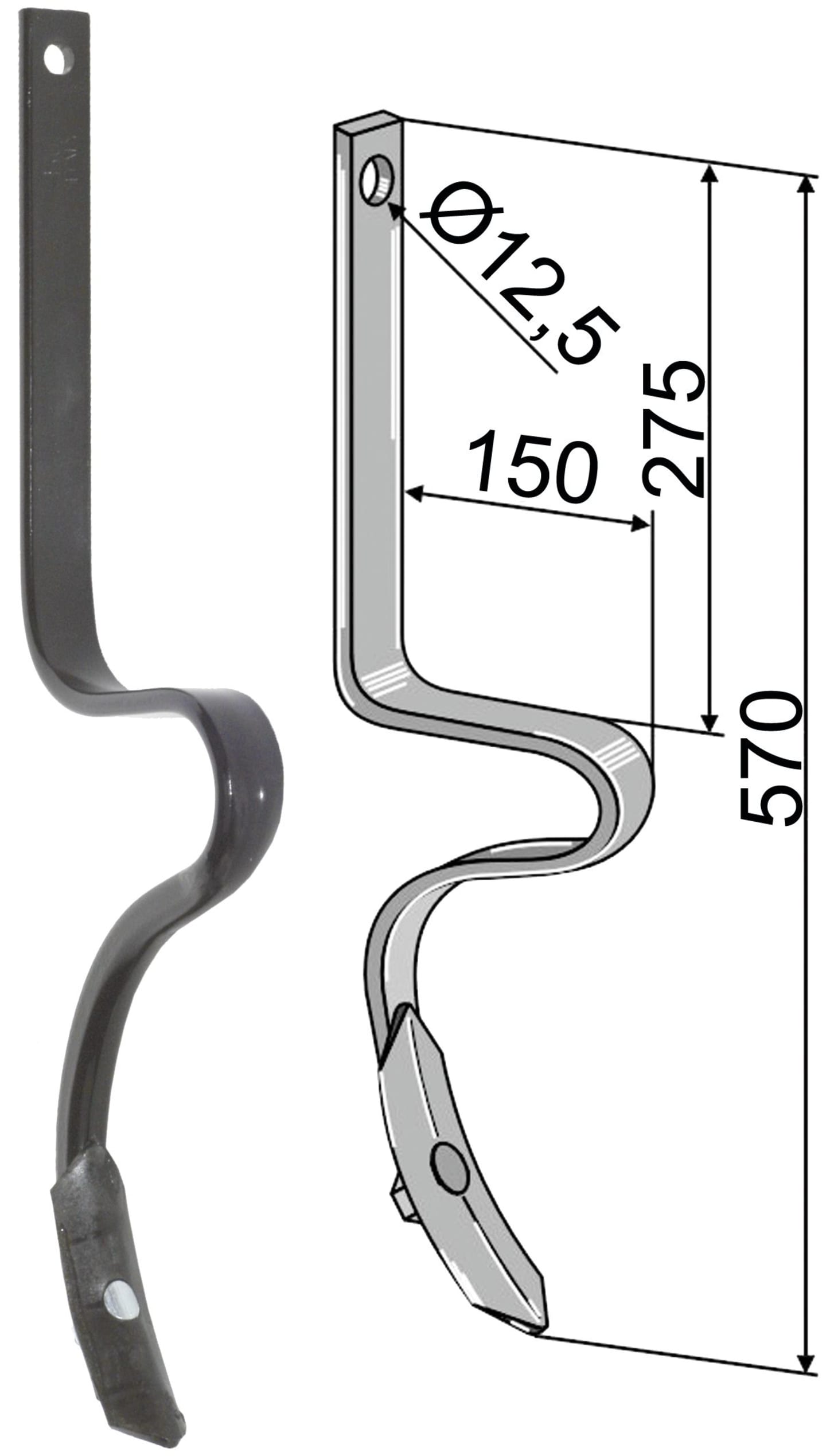 Industriehof® Spurlockerzinken 570 x 10 x 32 mm mit Schar, für Amazone, 10.5015/1