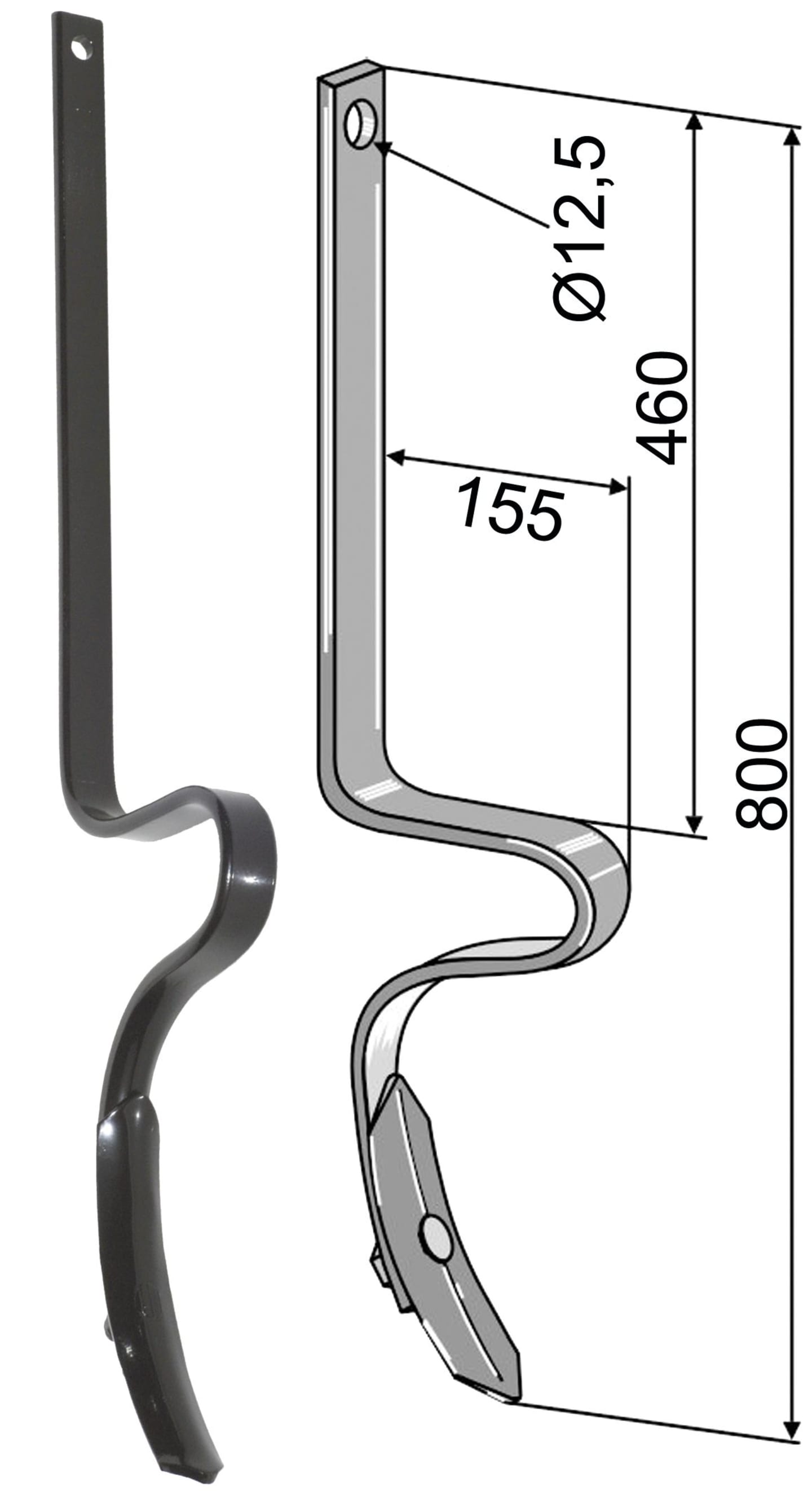 Industriehof® Spurlockerzinken 800 x 10 x 32 mm mit Schar, für universal, 10.5015L/1