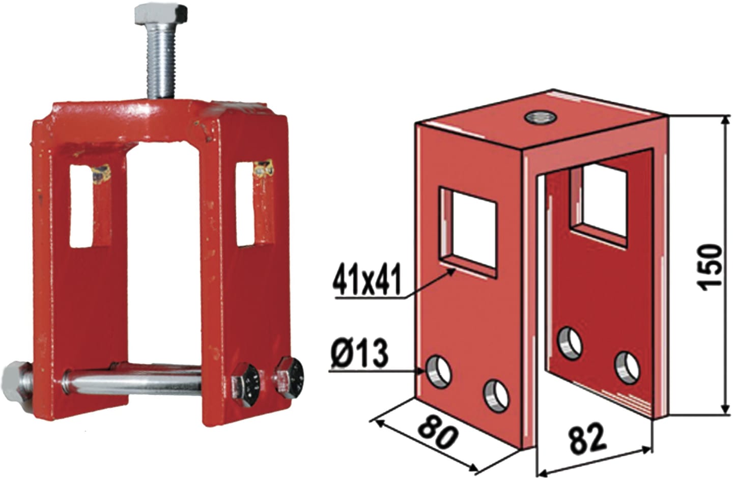 Industriehof® Zinkenhalter 150 x 80 x 82 mm für Spurlockererzinken 40 x 10/40 x 12 mm, Rahmen 80 x 80 mm, universal, 10.8080