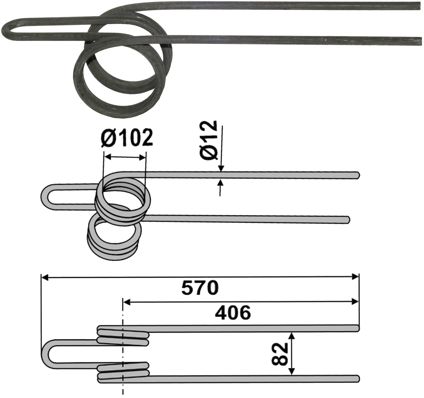 Industriehof® Striegelzinken 570 x 12 mm, für Striegel Eberhardt, Lemken, Rabe, 1000STD