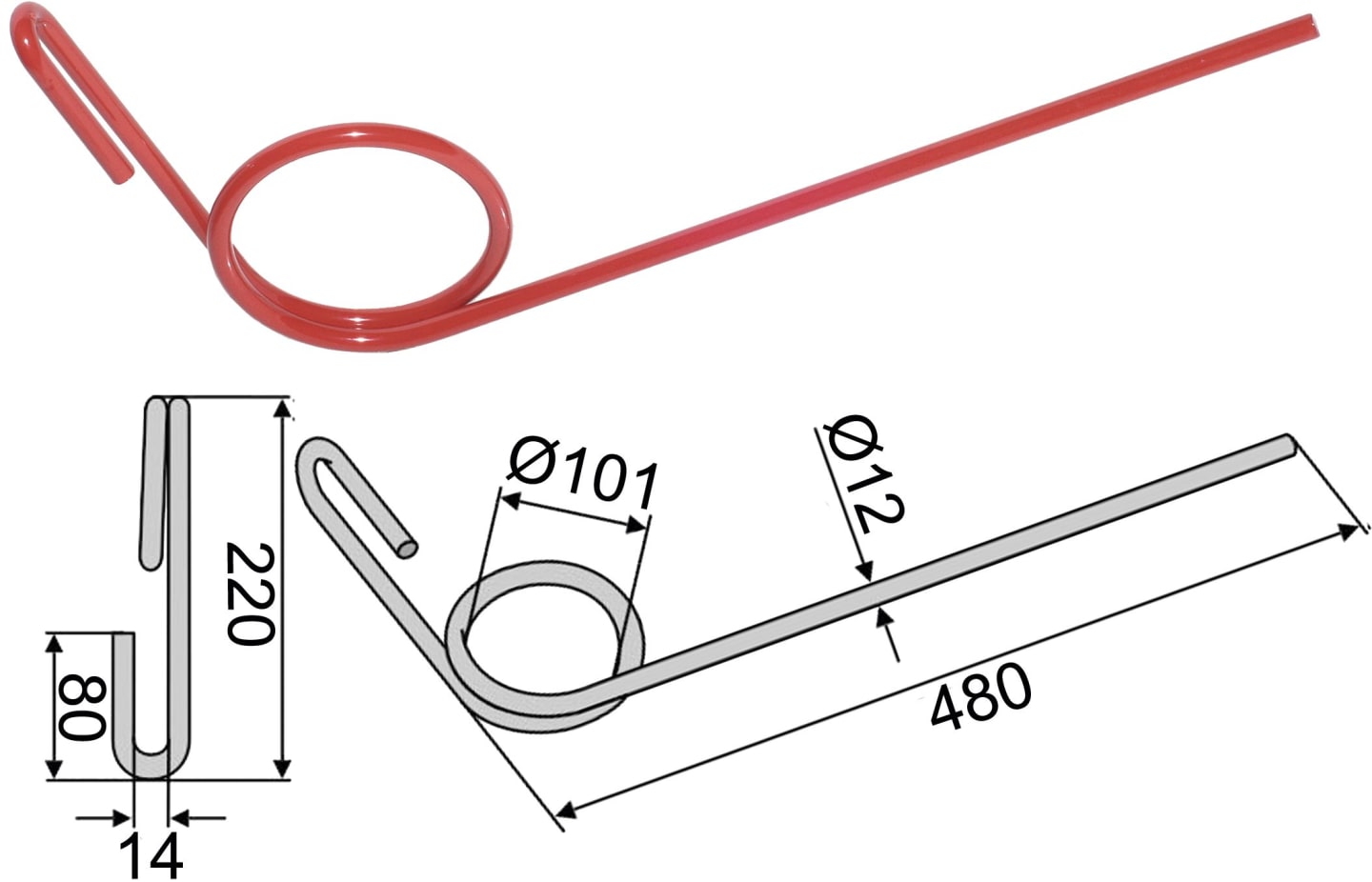 Industriehof® Striegelzinken 480 x 12 mm, für Striegel Amazone/BBG, Horsch, Kverneland, Väderstad, 1000STE