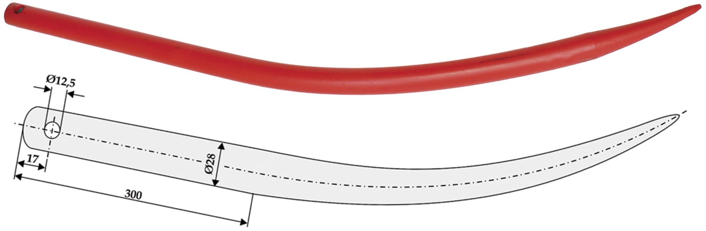 Industriehof® Greiferzinken 800 mm, mit konischer Mutter, spitz, gebogen, 18781