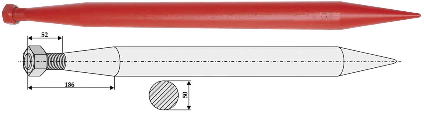 Industriehof® Frontladerzinken 800 mm, M 28 x 1,5 AG, spitz, gerade, für Stoll, 18847