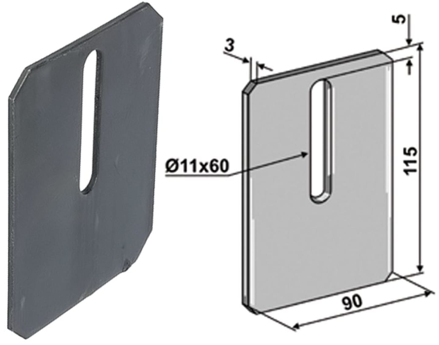 Industriehof® Abstreifer 115 x 90 x 3 mm, Bohrung 60 x 11 mm für Amazone Packerwalzen, 51-A100