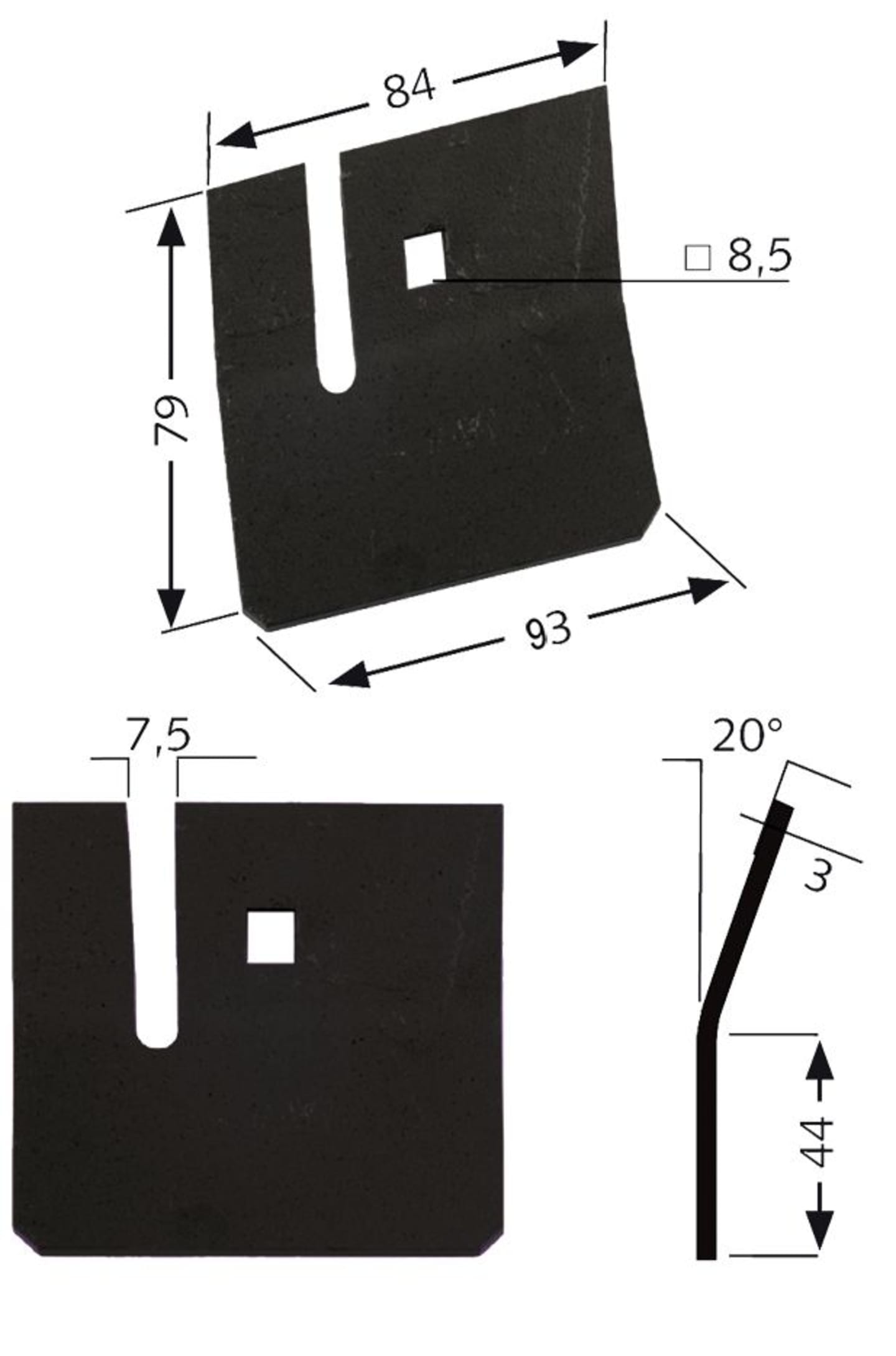 Industriehof® Abstreifer 79 x 84/93 x 3 mm, Bohrung 8,5 x 8,5 mm für Howard Packerwalzen, 51-H101