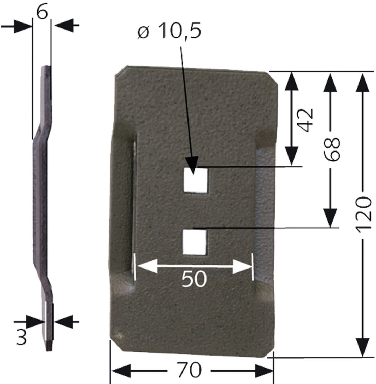 Industriehof® Abstreifer 120 x 70 x 3 mm, Bohrung 10,5 x 10,5 mm für Rau Packerwalzen, 51-R200