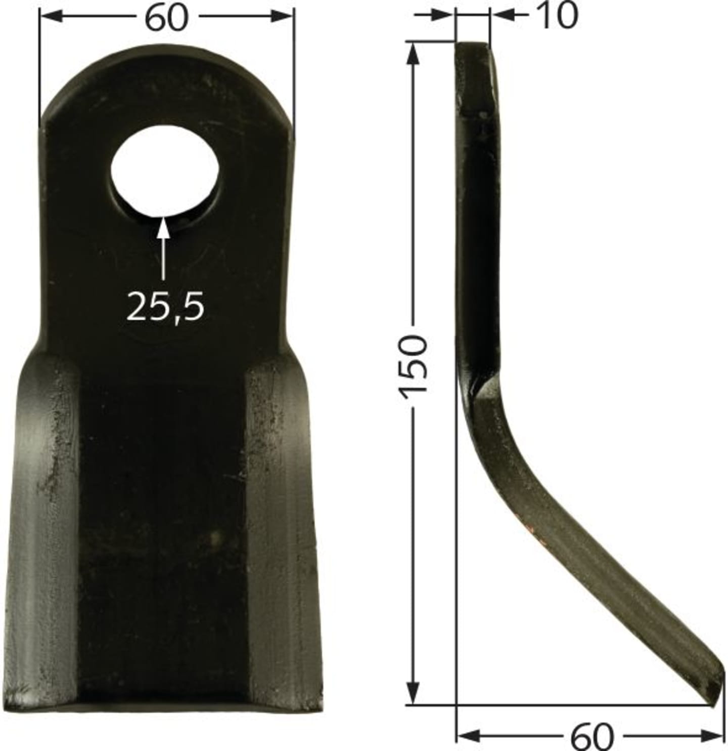 Industriehof® Y-Messer 150 x 60 x 10 mm, Bohrung 25,5 mm, für Mulcher Agrimaster, Maschio, Sicma, 63-AGM-01