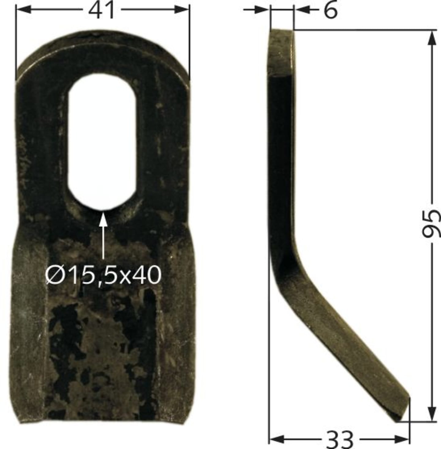 Industriehof® Y-Messer 95 x 41 x 6 mm, Bohrung 40 x 15,5 mm, für Mulcher Bomford, 63-BOM-53