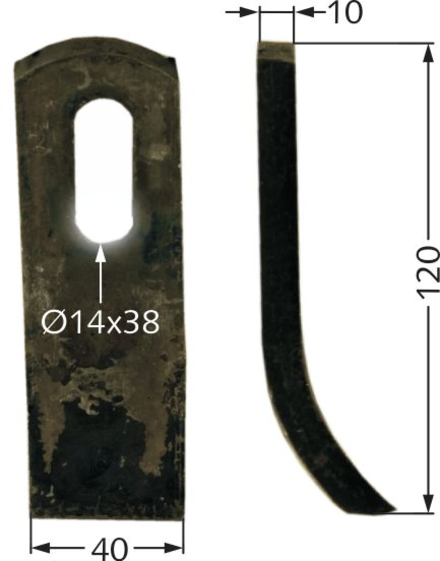 Industriehof® Schlegelmesser 120 x 40 x 10 mm, für Mulcher Doppstadt, Epoke, Turner, 63-EPO-53