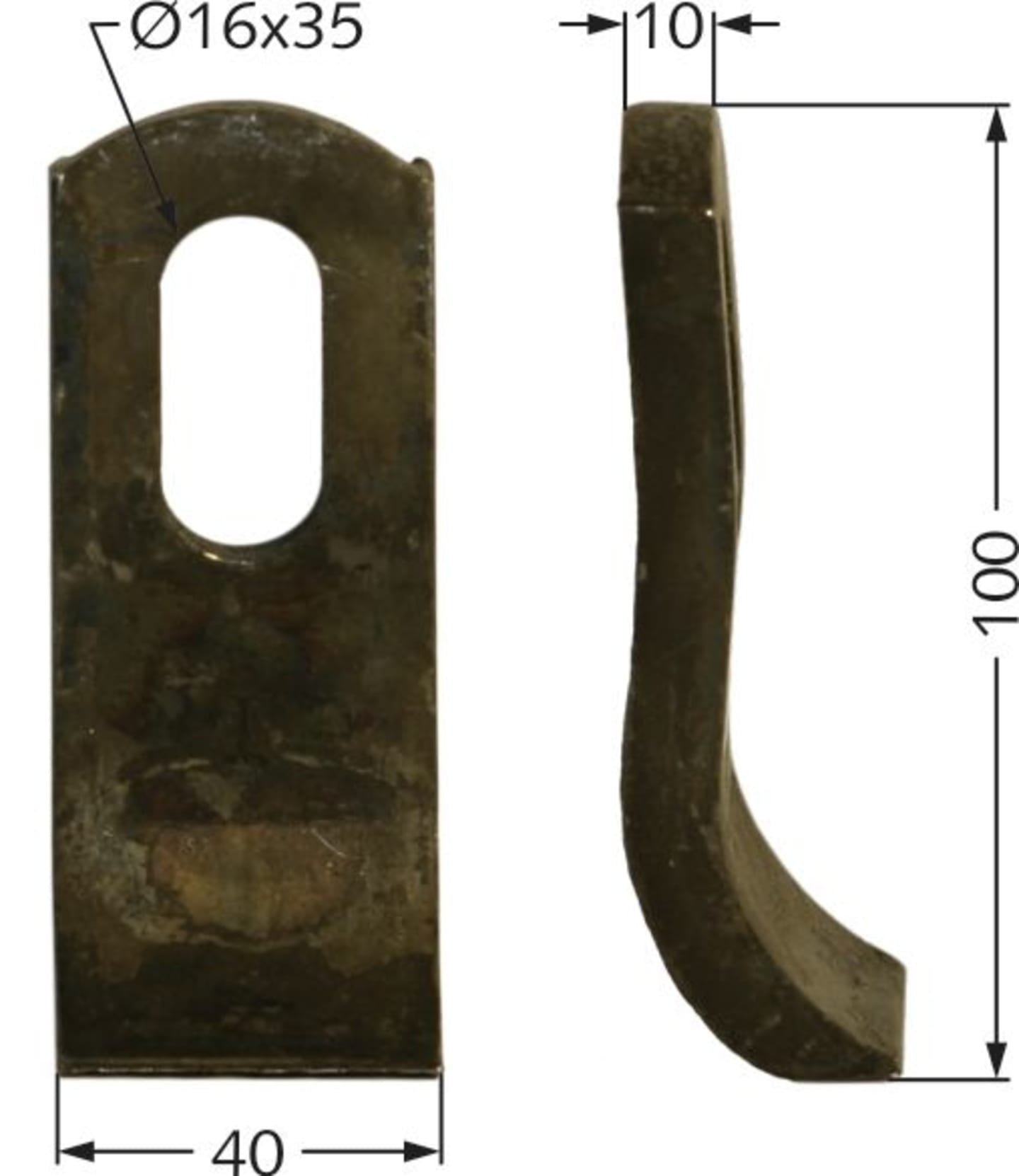 Industriehof® Schlegelmesser 100 x 40 x 10 mm, für Mulcher Gilbers, Herder, Mulag, 63-MUL-51