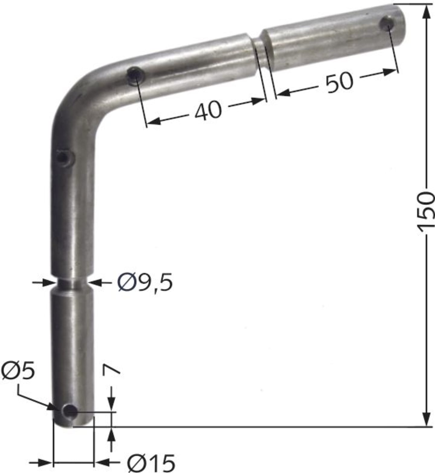 Industriehof® Scherbolzen Länge 150 mm, Bohrung 5 mm, Ø außen 15 mm für Mulag, 63-MUL-62