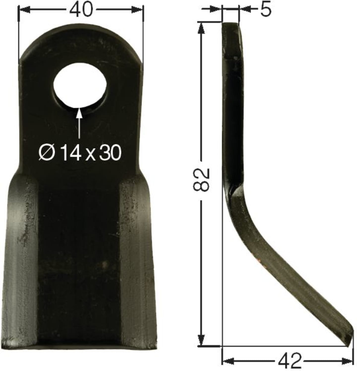 Industriehof® Y-Messer 82 x 40 x 5 mm, Bohrung 30 x 14 mm, für Mulcher Agrimaster, Agria, Fischer, Maschio, 63-SM-01