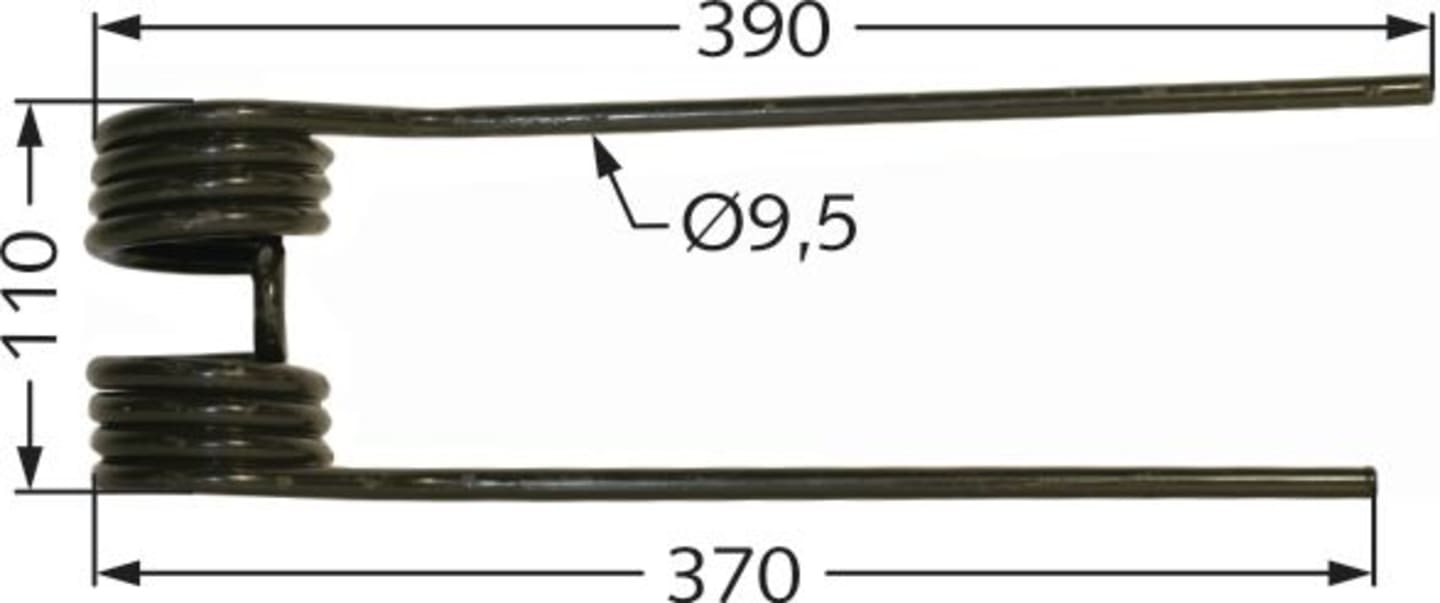 Kreiselheuerzinken rechts 395 x 110 x 9,5 mm für Heuer Kuhn GF 400, 500, 600, 5000, 6000, 7000, 8000, 10000, 13000, 17000