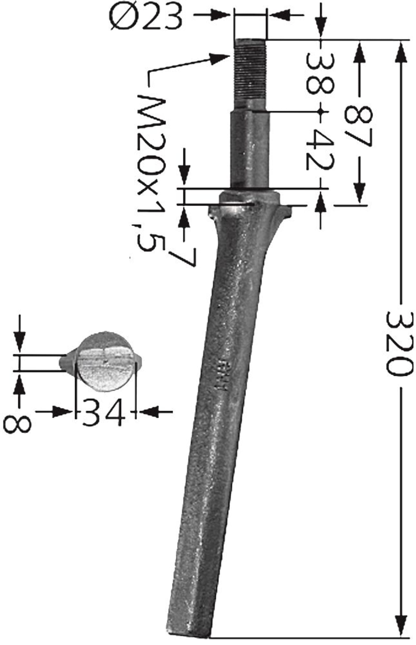 Kreiseleggenzinken links/rechts 320 x 34 mm; 23 mm für Kreiselegge Lely Serie 15, 19, 20C, 1.1606.0021.0