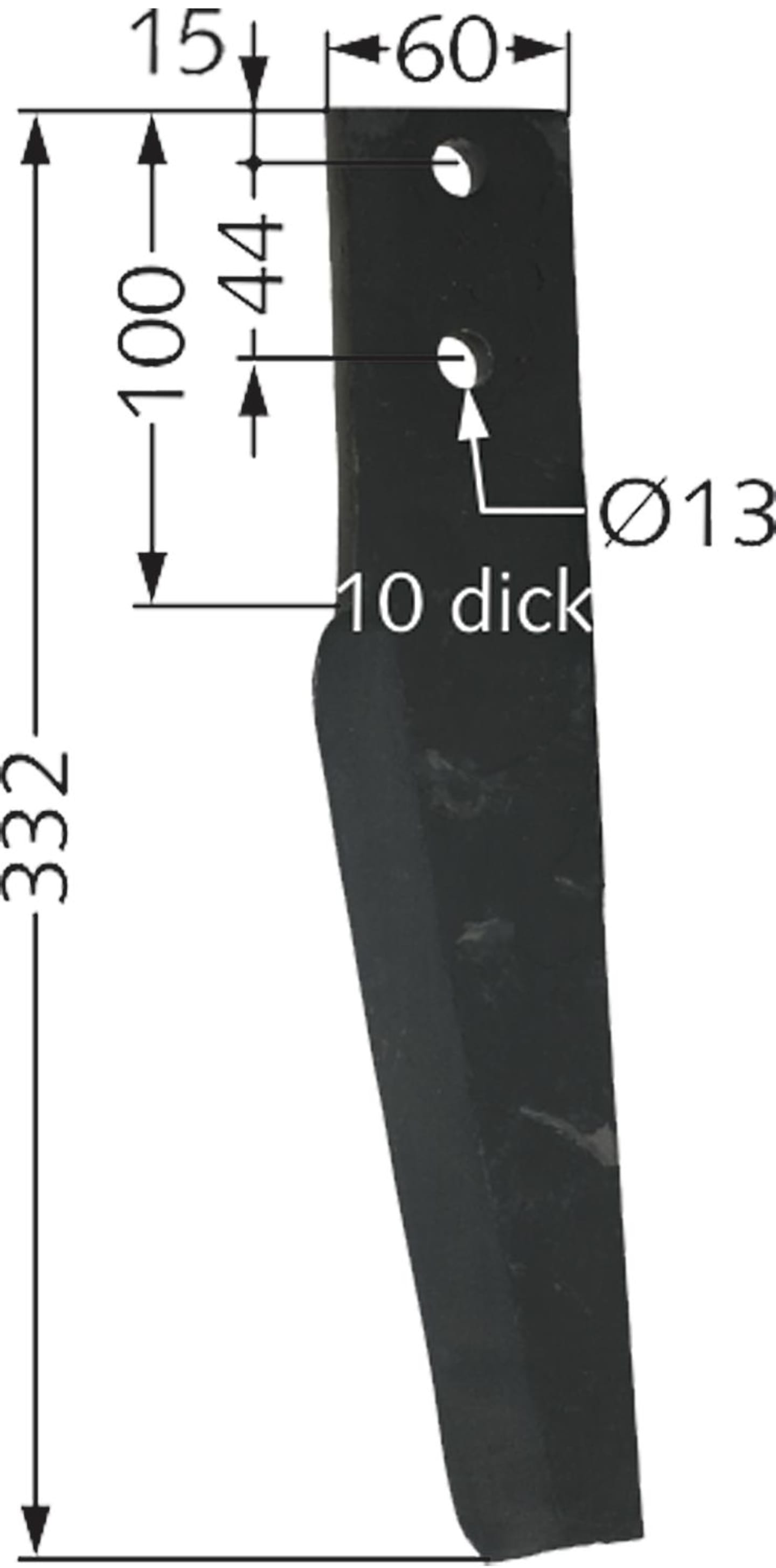 Kreiseleggenzinken 60 x 332 x 10 mm, Bohrung 13 mm, für Kreiselegge Dondi, Maschio
