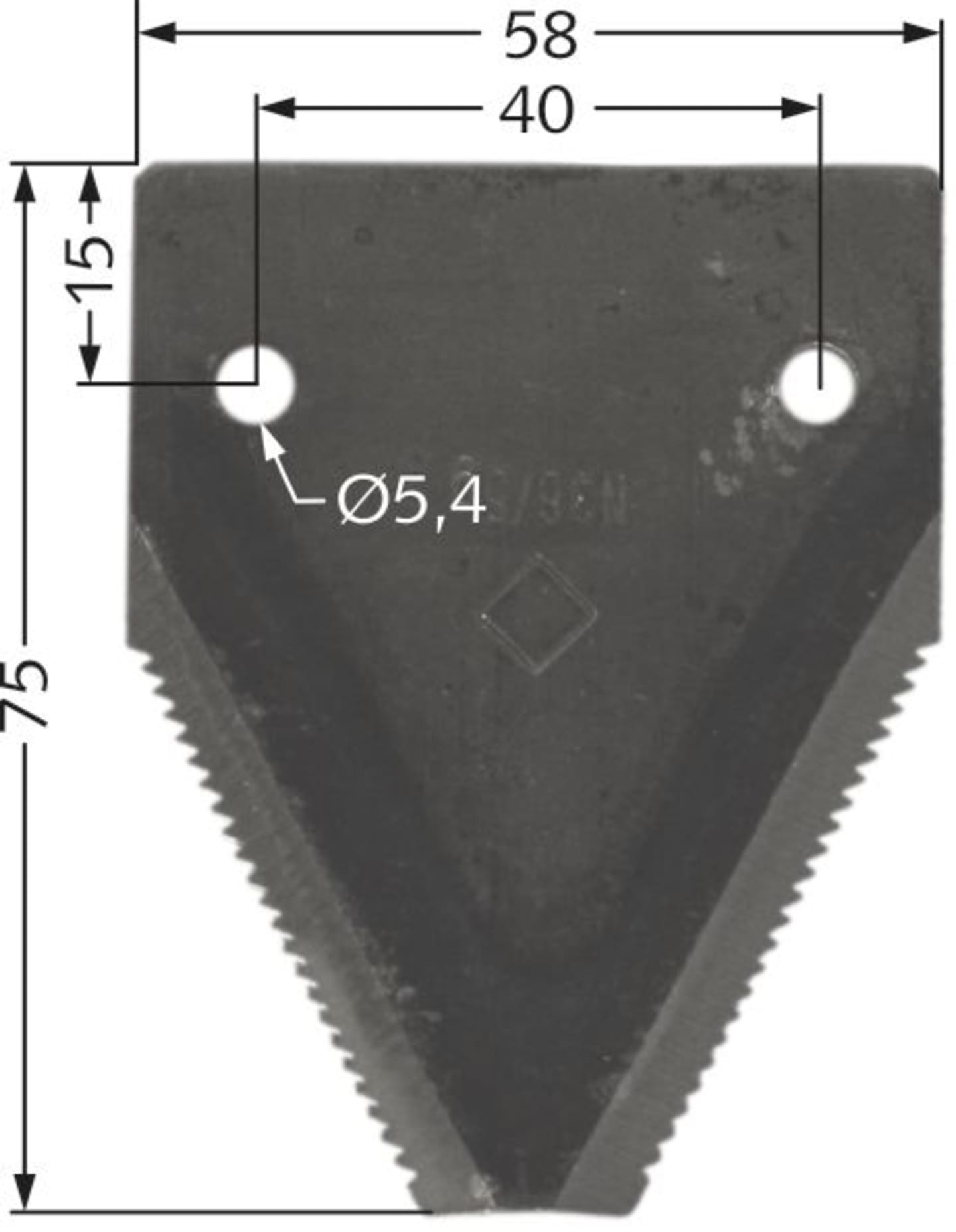 Messerklinge 75 x 58 x 2,0 mm, gezahnt, für Doppelmesser-Mähbalken Mörtl