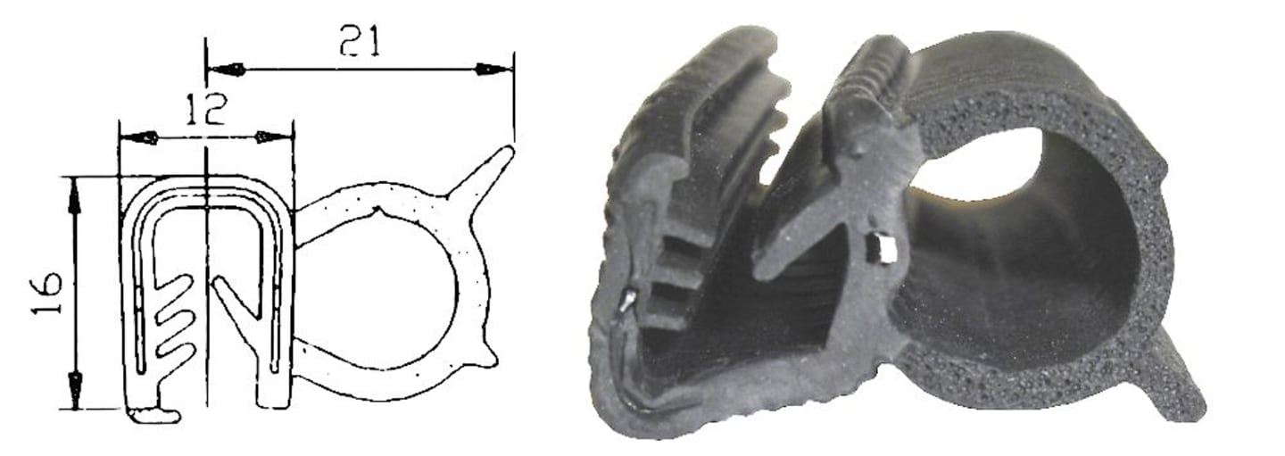 Dichtungsprofil universal für Front-, Seiten- und Heckscheiben mit 5 bis 6 mm Stärke, Klemmbereich 5 – 6 mm