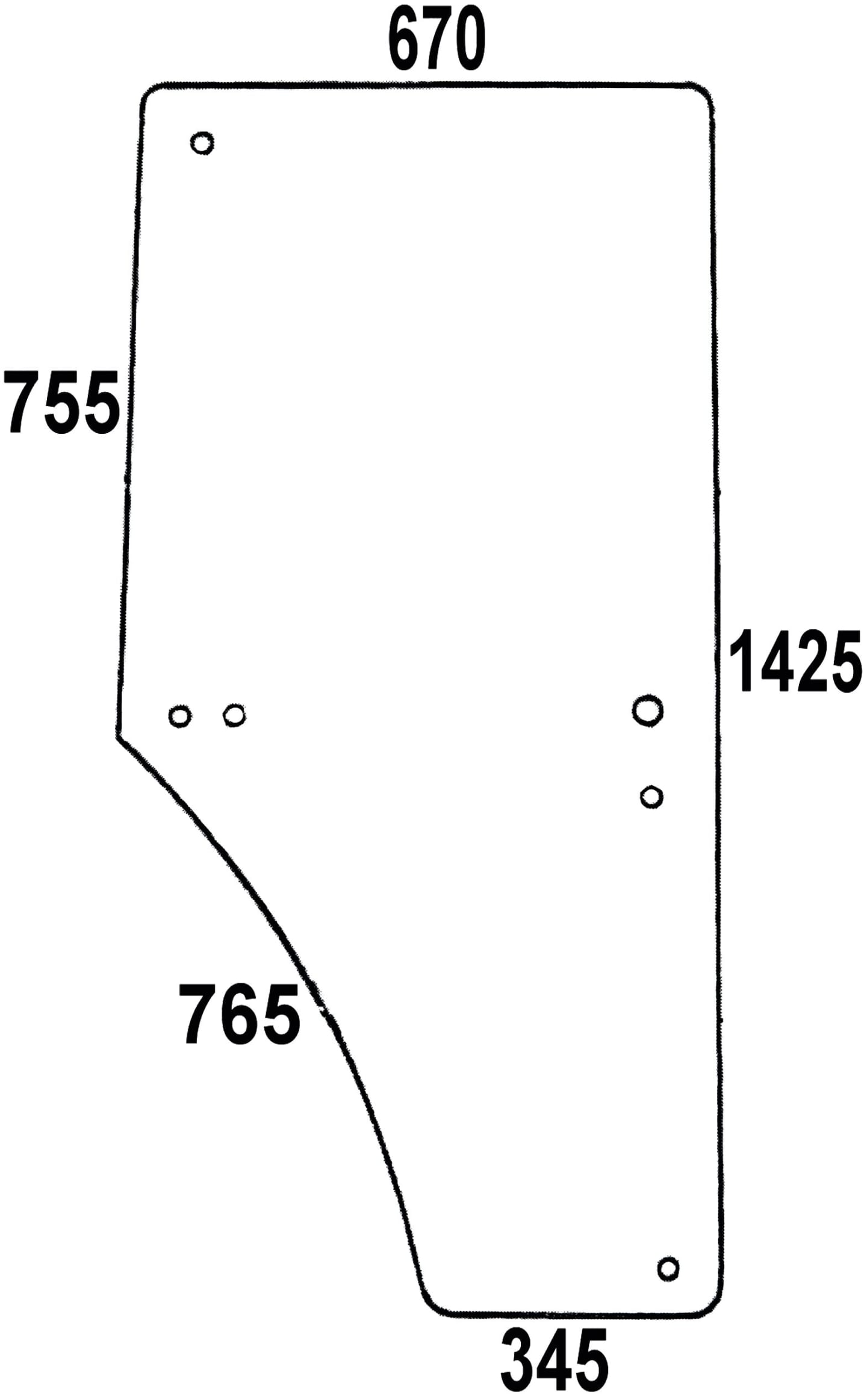 Türscheibe, grün, links, für John Deere 6000, 7000