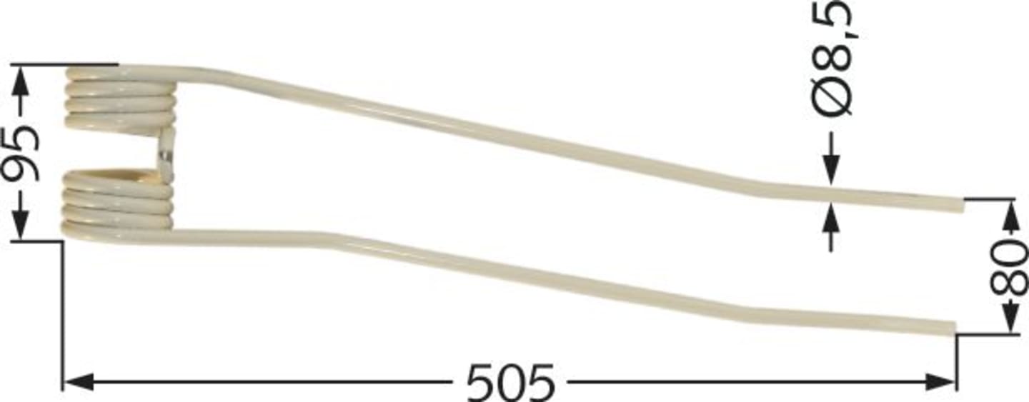 Pöttinger Schwaderzinken 505 x 95 x 8,5 mm links/rechts, für Schwader Top 20, 30, 60