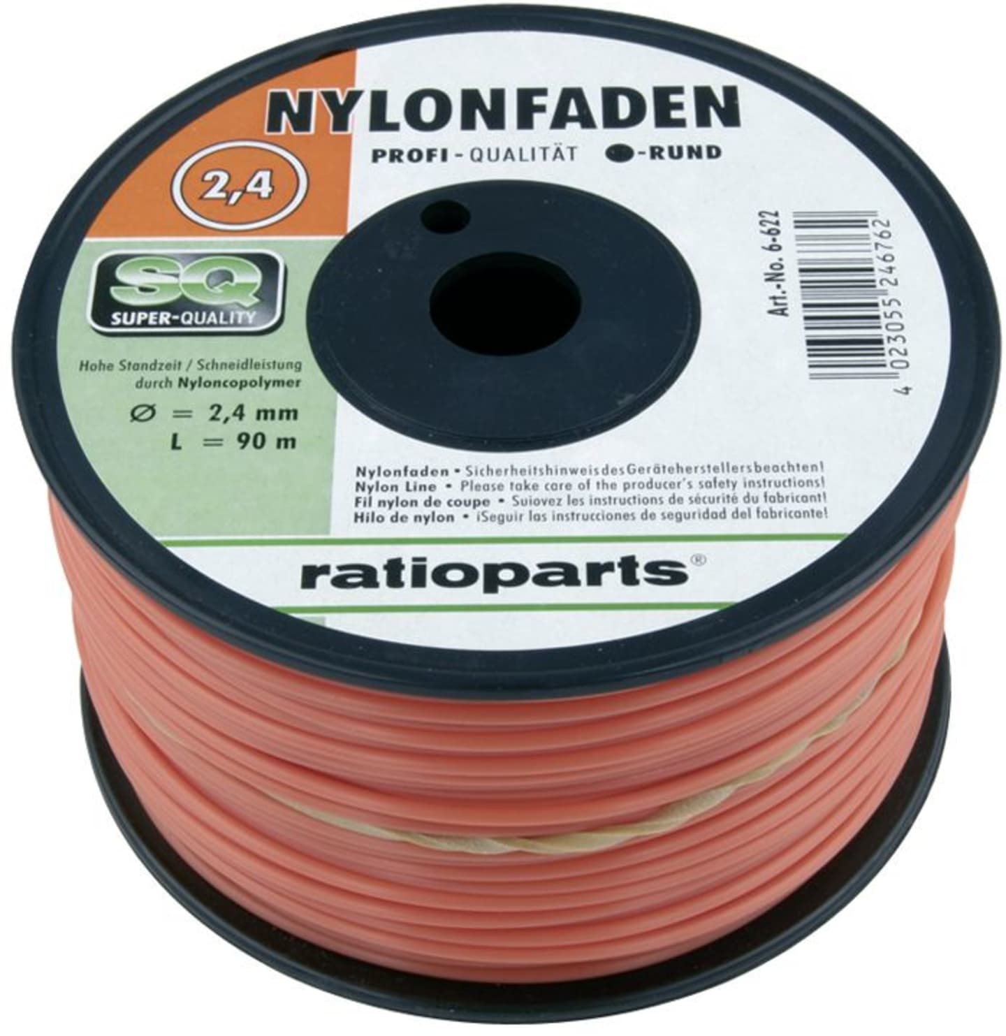 Mähfaden "Copolymer" 3,0 mm/993 m rund, orange, Spule
