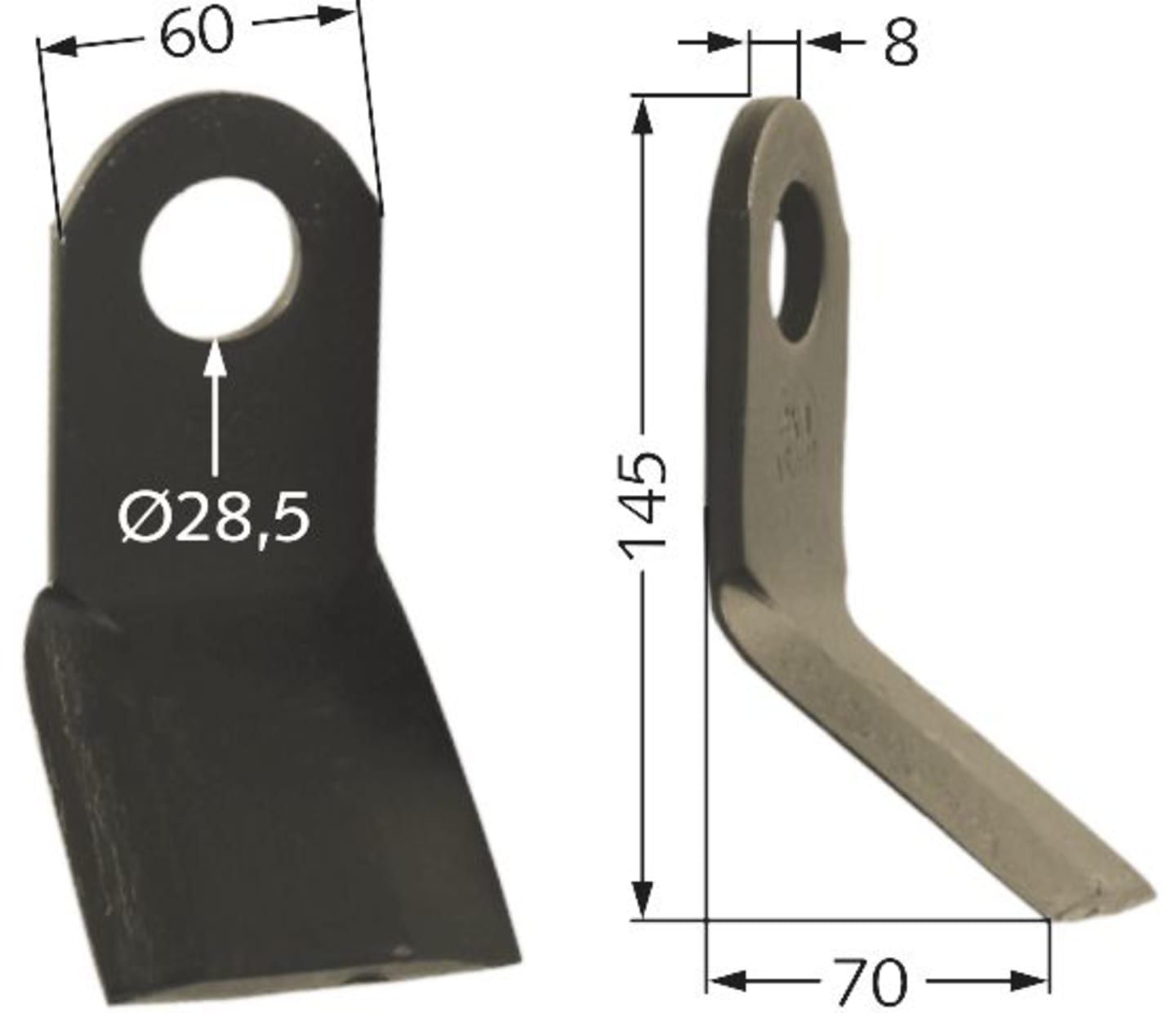 Sauerburger Schlegelmesser 145 x 60 x 8 mm, für Vario-Arbeitswelle Mulcher WM, 10026