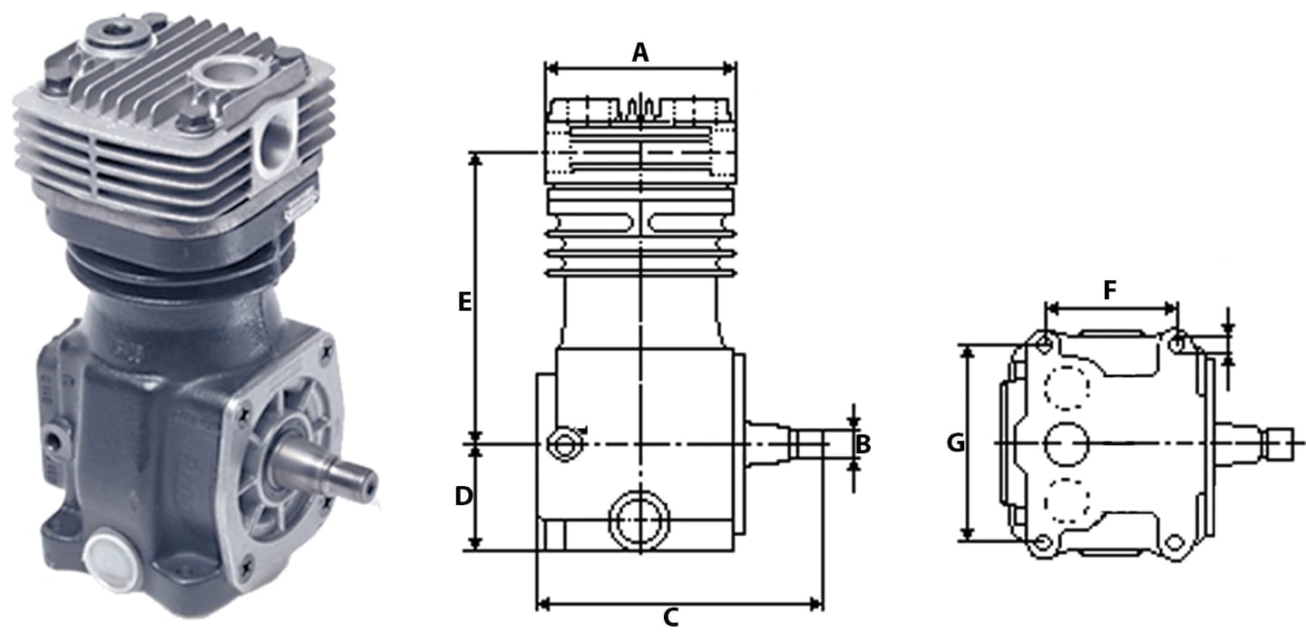 Wabco Kompressor "HDR 1.1" A 110 mm, Hub 36 mm, verschlossen, 411 141 504 0