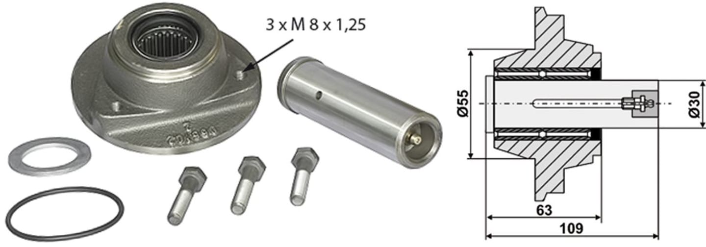 Industriehof® Lagerung Ø Welle 30 mm, Lochkreis 80 mm, für Sechscheibe Kverneland , 31-L17A