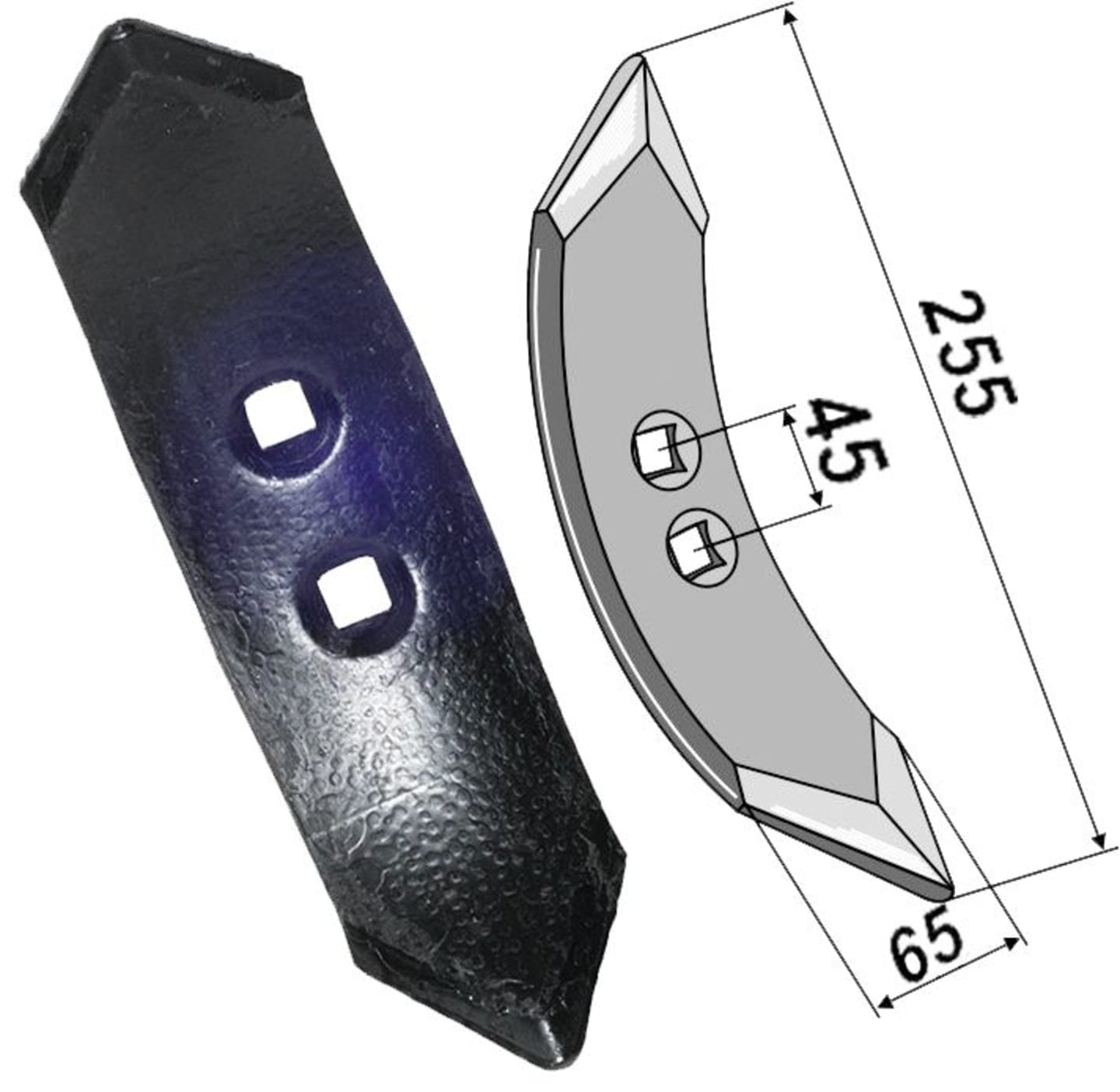 Industriehof® Spurlockererschar 255 x 65 x 8 mm für Spurlockerzinken universal, 101.30.5105R