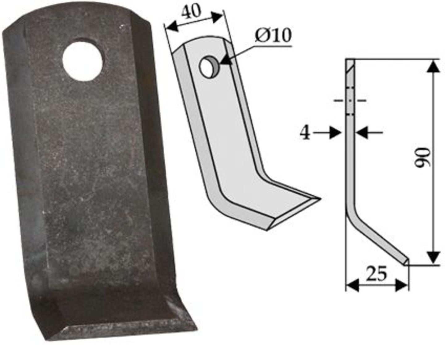 Industriehof® Y-Messer 90 x 40 x 4 mm, Bohrung 10 mm, für Mulcher Stella, 63-STE-02