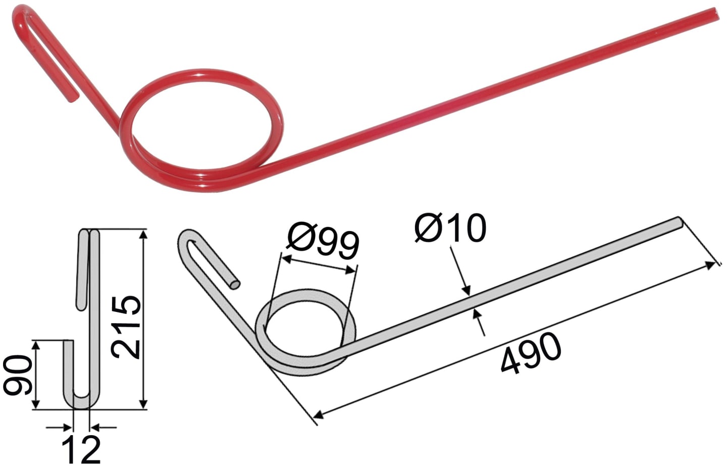 Industriehof® Striegelzinken 490 x 10 mm, für Striegel Marsk-Stig, 10.ST-MS1