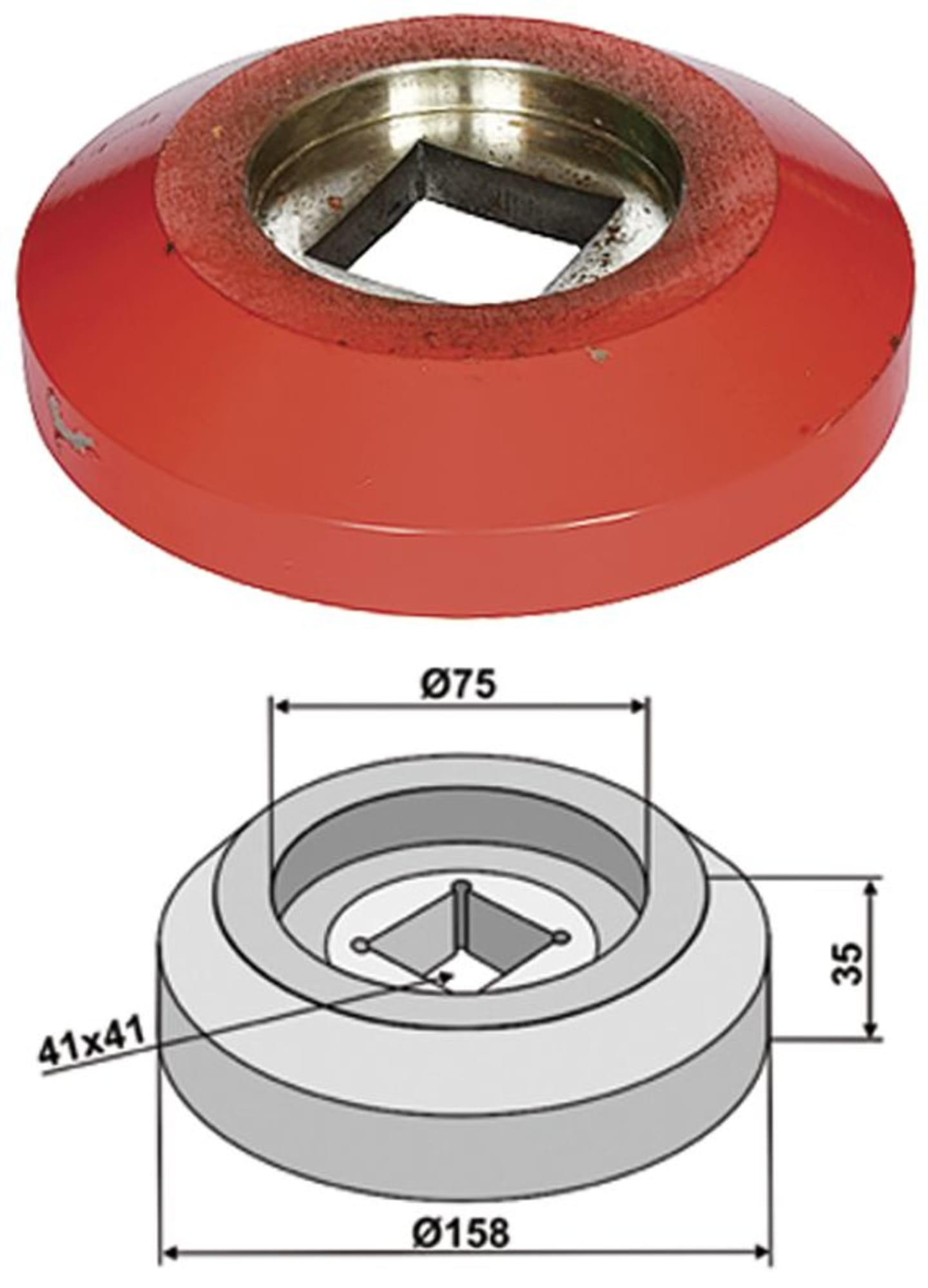 Industriehof® Außenflansch 158 x 75 x 35 mm für Lagerung für Vierkantwelle 40 x 40 mm (Best. Nr. 10075727), 31-0037A