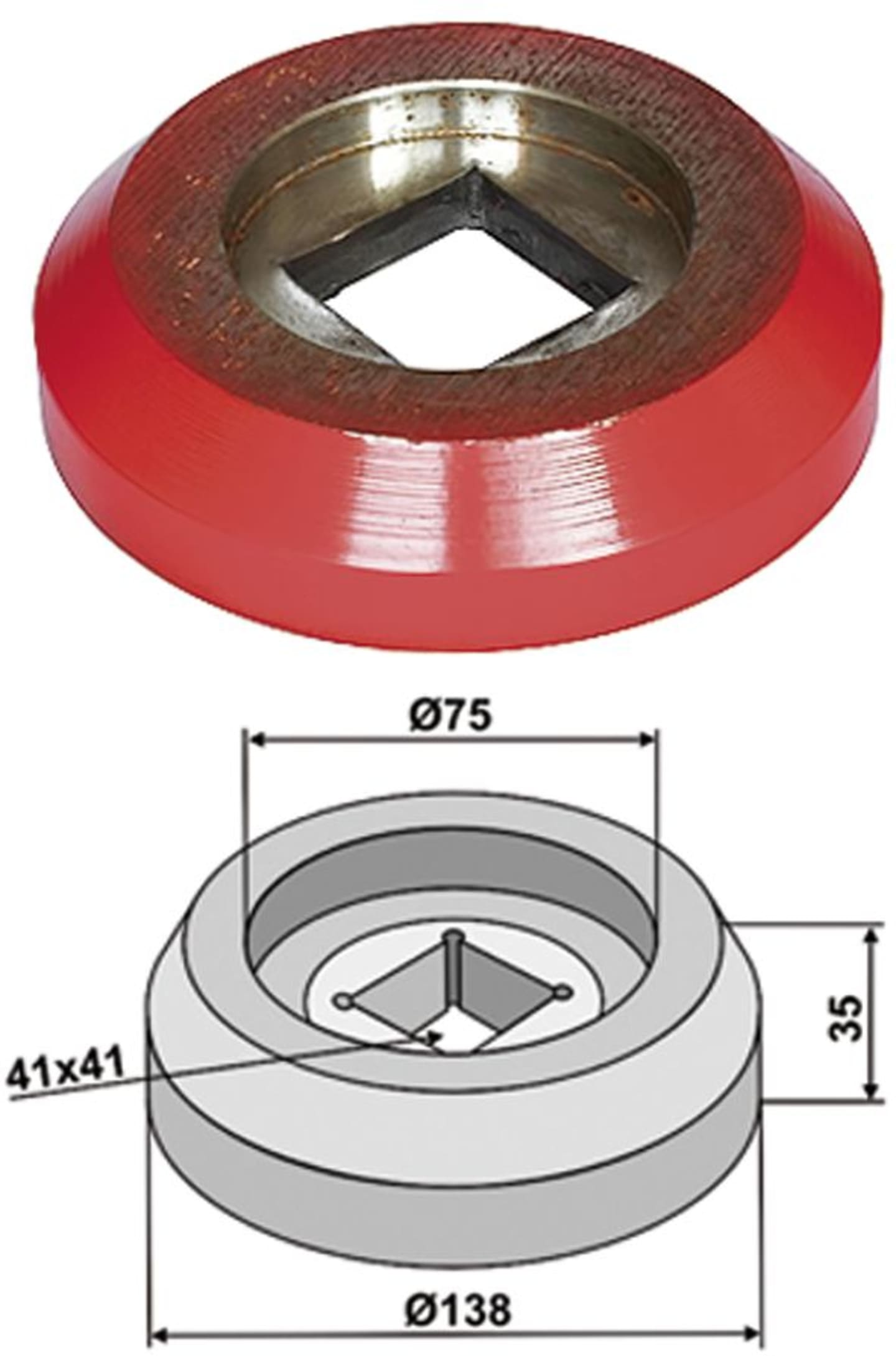 Industriehof® Innenflansch 138 x 75 x 35 mm, für Vierkantwelle 40 x 40 mm, 31-0037H