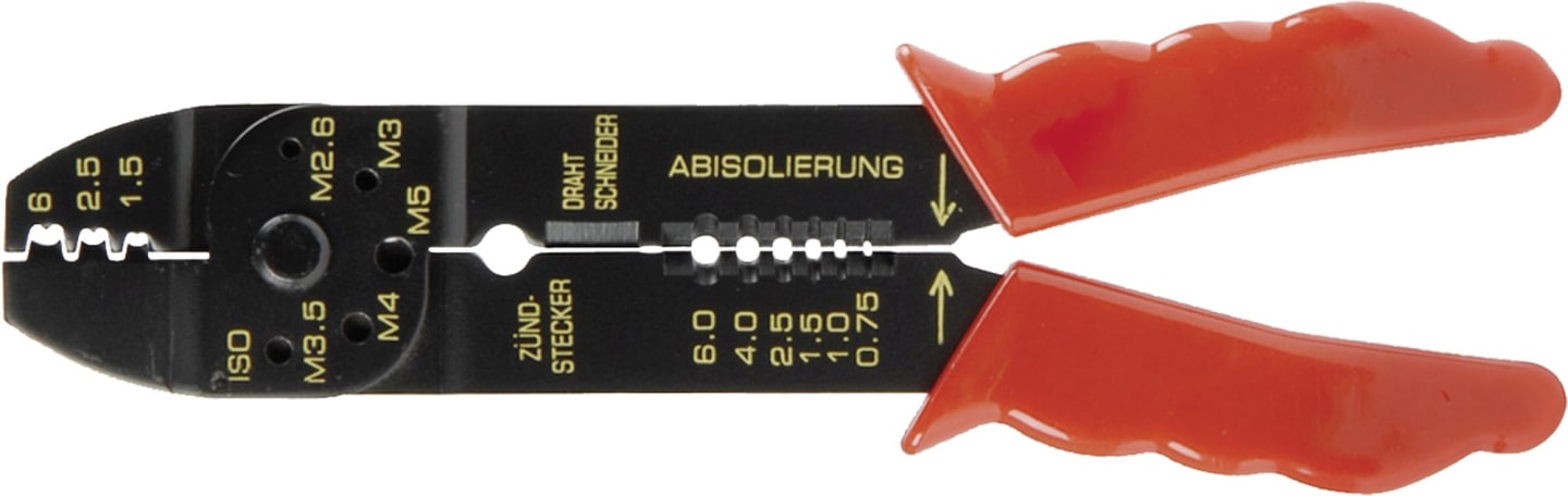 Herth + Buss Crimpzange 1,5 – 6 mm² für unisolierte Kontakte, mit Kabelschneider, 90 942 041