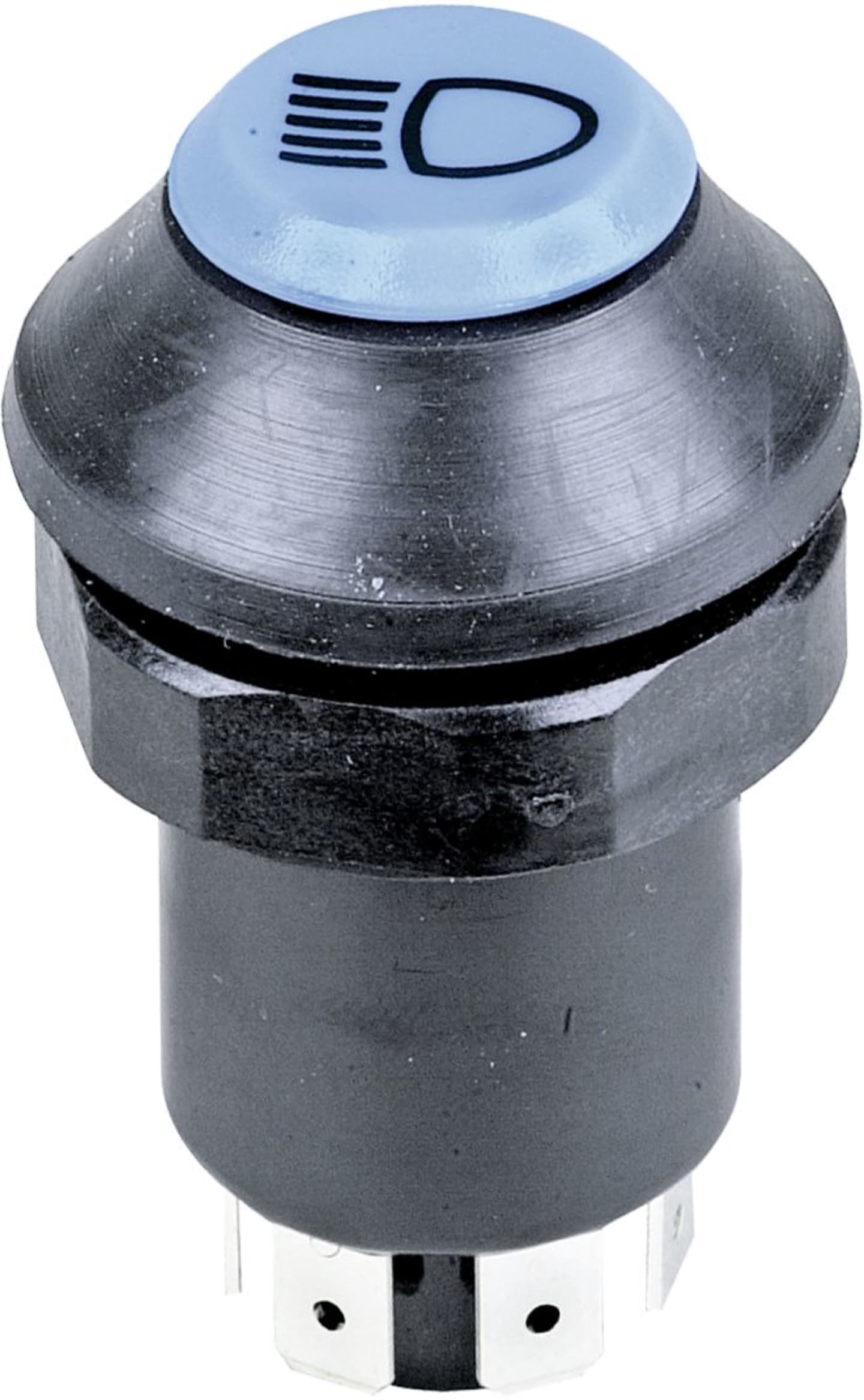 Herth + Buss Druckknopfschalter "Fernlicht", 5 x Flachsteckanschluss 6,3 mm, 12 V 20 A; 24 V 10 A, 70 490 174