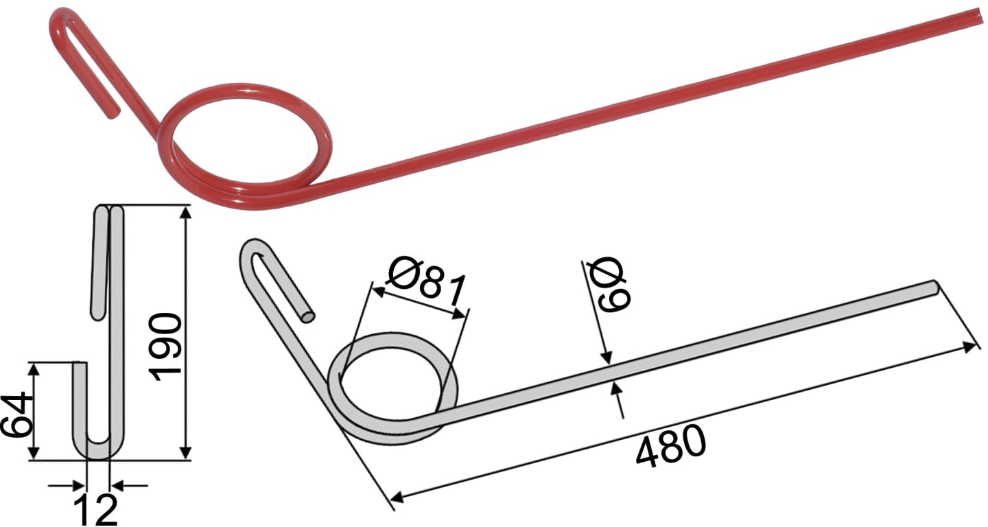 Industriehof® Striegelzinken 480 x 9 mm für Striegel Nordsten, 10.ST-SL-9