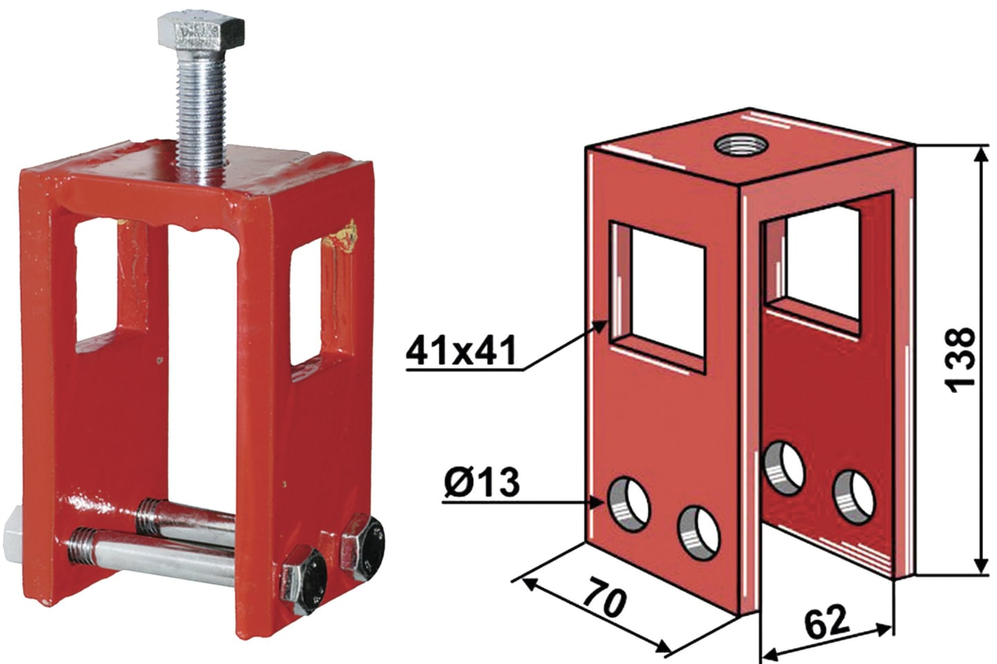 Industriehof® Zinkenhalter 138 x 70 x 62 mm für Spurlockererzinken 40 x 10/40 x 12/40 x 14 mm, Rahmen 60 x 60 mm, universal, 10.6060