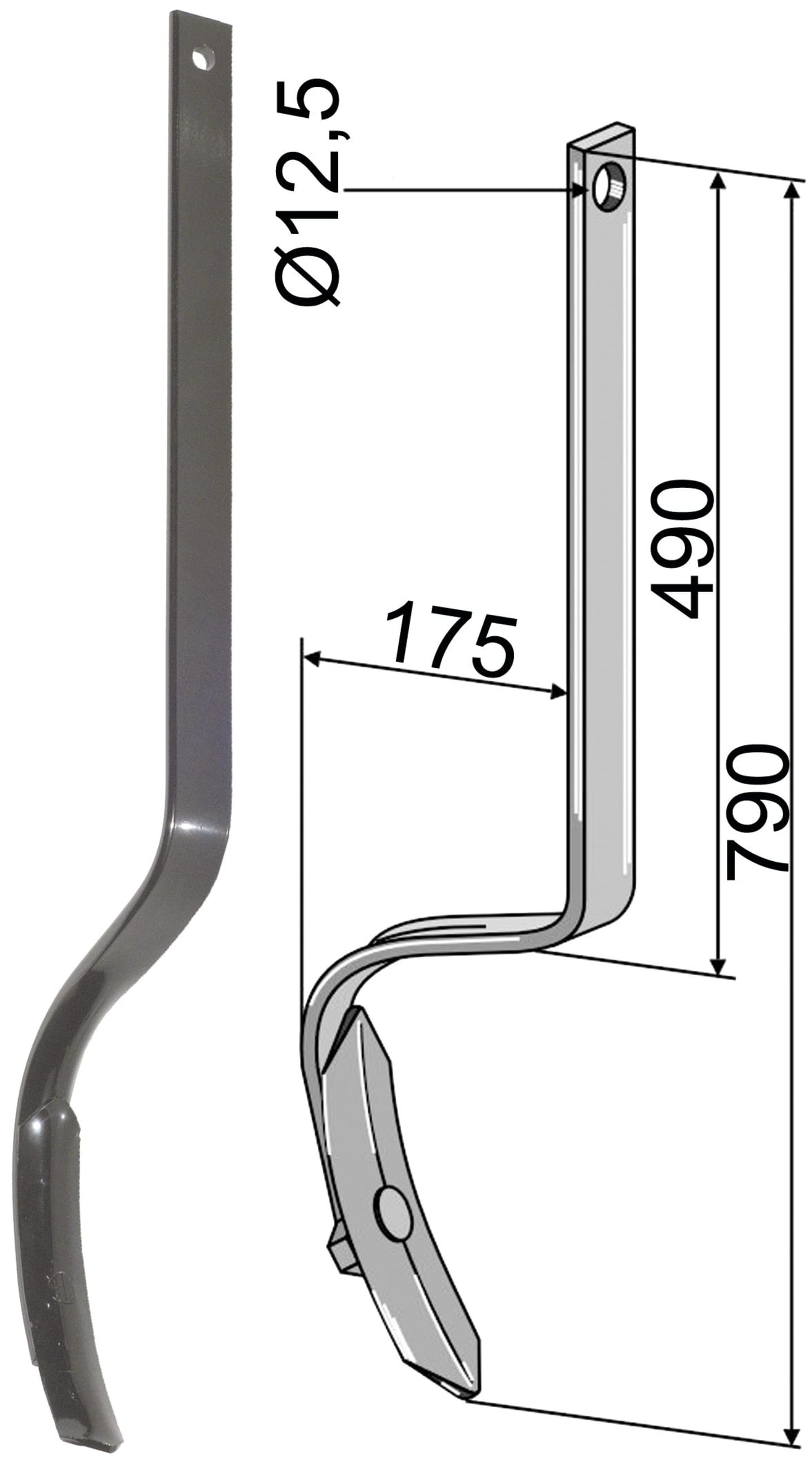 Industriehof® Spurlockerzinken 790 x 10 x 40 mm mit Schar, für universal, 10.5011/1