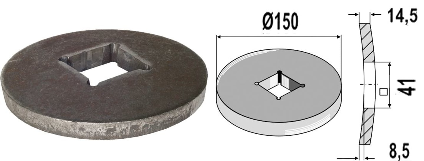 Industriehof® Vorschweißring gewölbt, für Vierkantwellen 36 x 36/40 x 40 mm, 31-0074G
