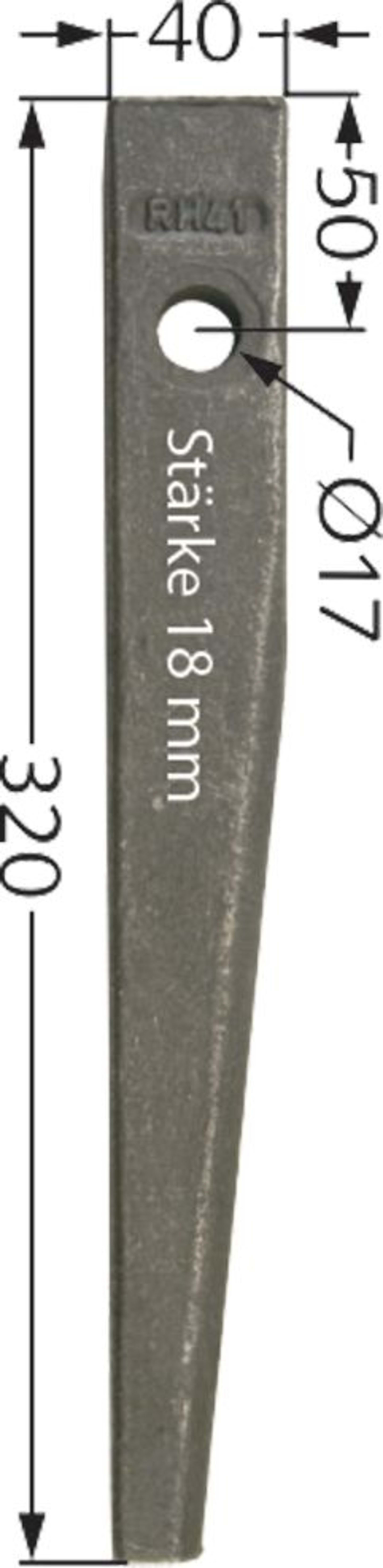 Industriehof® Kreiseleggenzinken links/rechts 40 x 320 x 18 mm für Kreiselegge Kuhn, RH-41