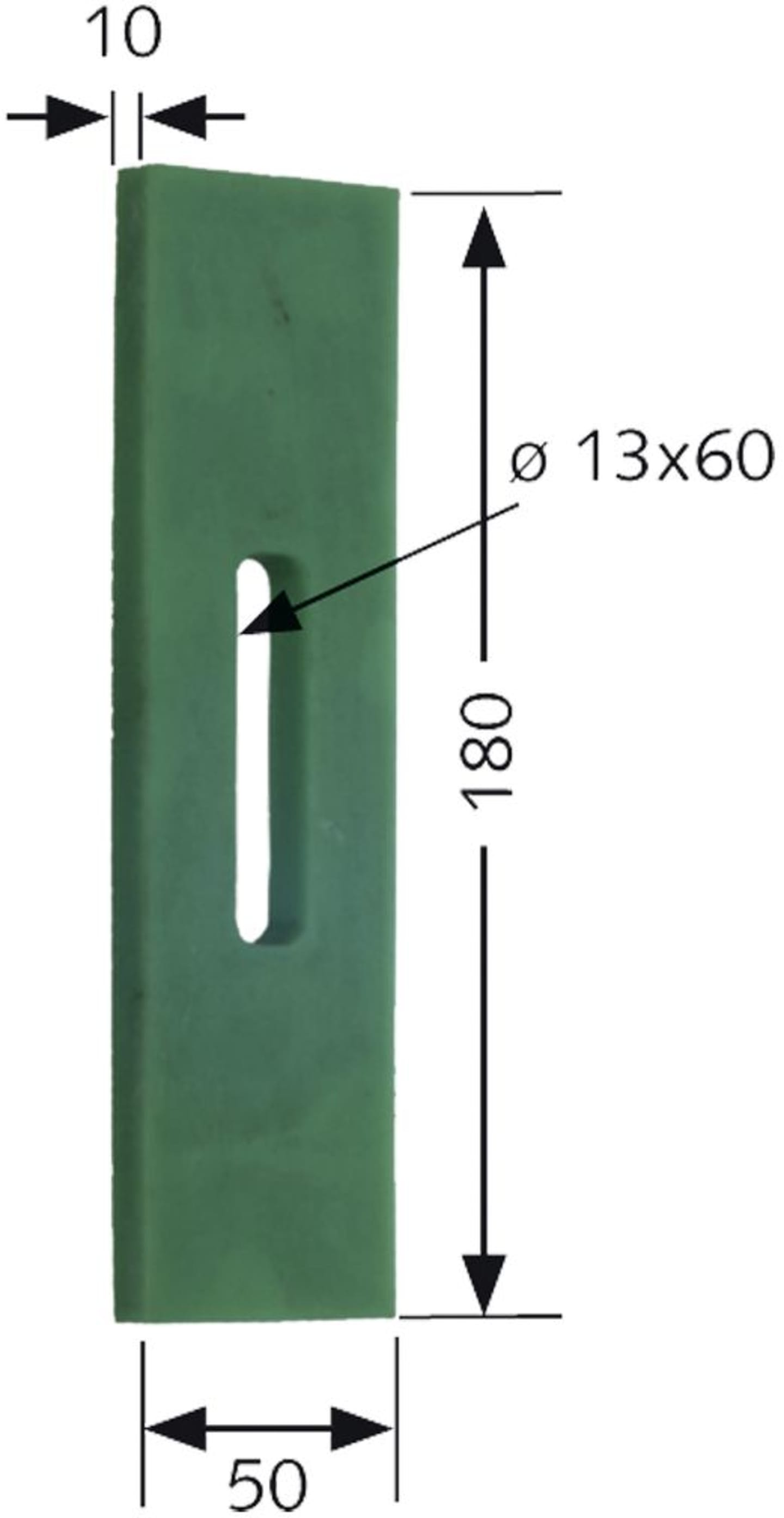 Greenflex Plastik-Abstreifer 180 x 50 mm, Bohrung L x B 60 x 13 mm für Rabe Packerwalzen