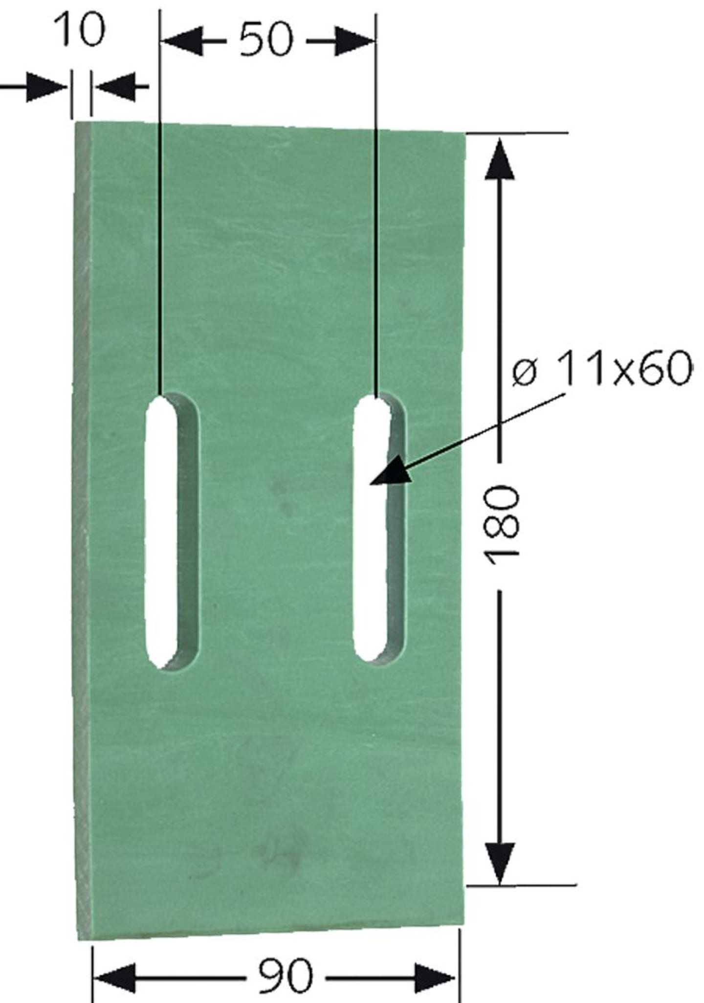 Greenflex Plastik-Abstreifer 180 x 90 mm, Bohrung L x B 60 x 11 mm für Eberhardt, Lemken Packerwalzen