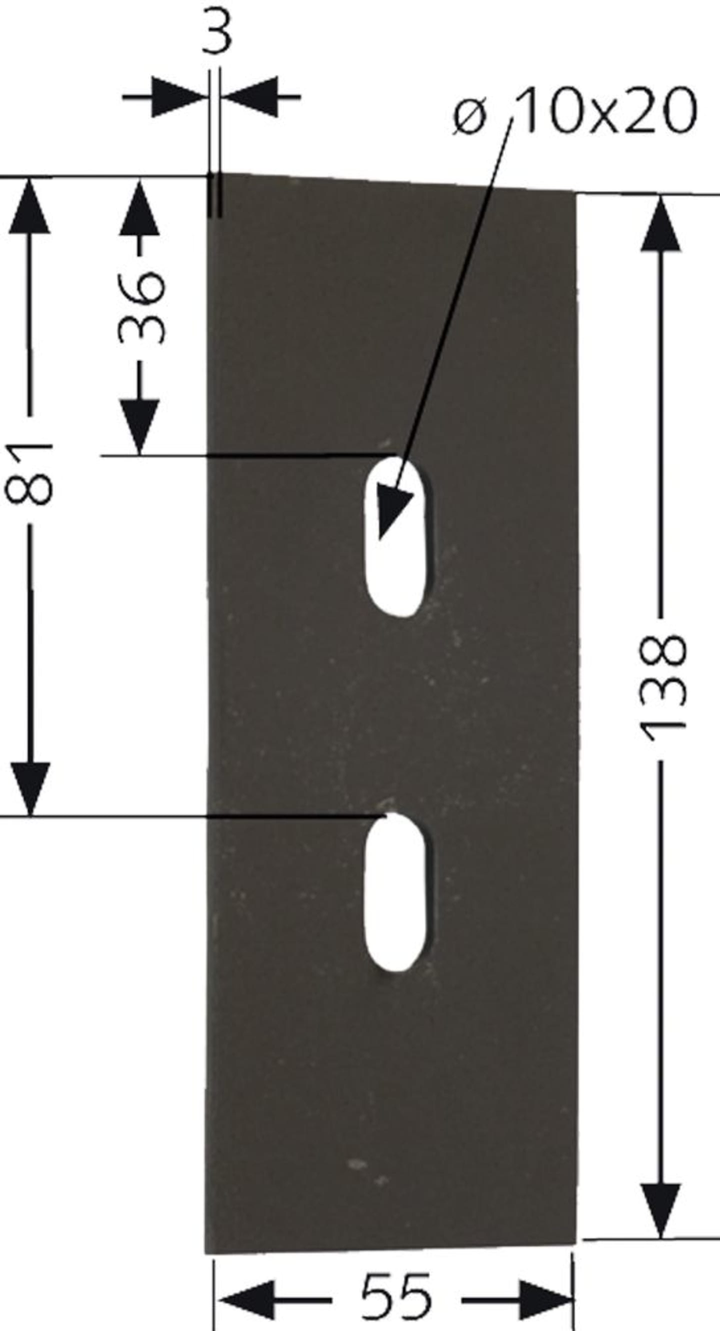 Industriehof® Abstreifer 138 x 55 x 3 mm, Bohrung 20 x 10 mm für Lely Packerwalzen, 51-L111