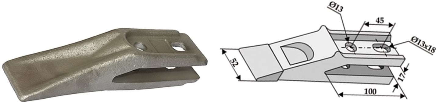 Industriehof® Standardzahn, Breite 52 mm, für Frontladerschaufel zum Anschrauben, 18300-11