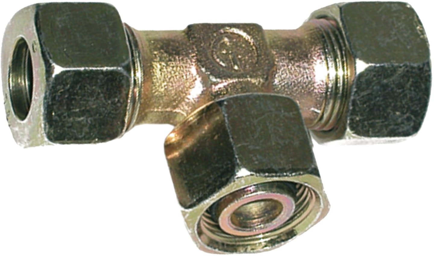 T-Verschraubung "ET-DKO-S", schwer, RA 12, M 20 x 1,5 IG, einstellbar, Dichtkegel mit O-Ring und Überwurfmutter