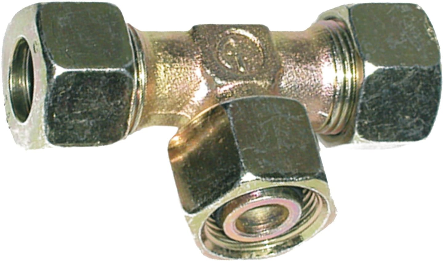 T-Verschraubung "ET-DKO-L", leicht, RA 06, M 12 x 1,5 IG, einstellbar, Dichtkegel mit O-Ring und Überwurfmutter